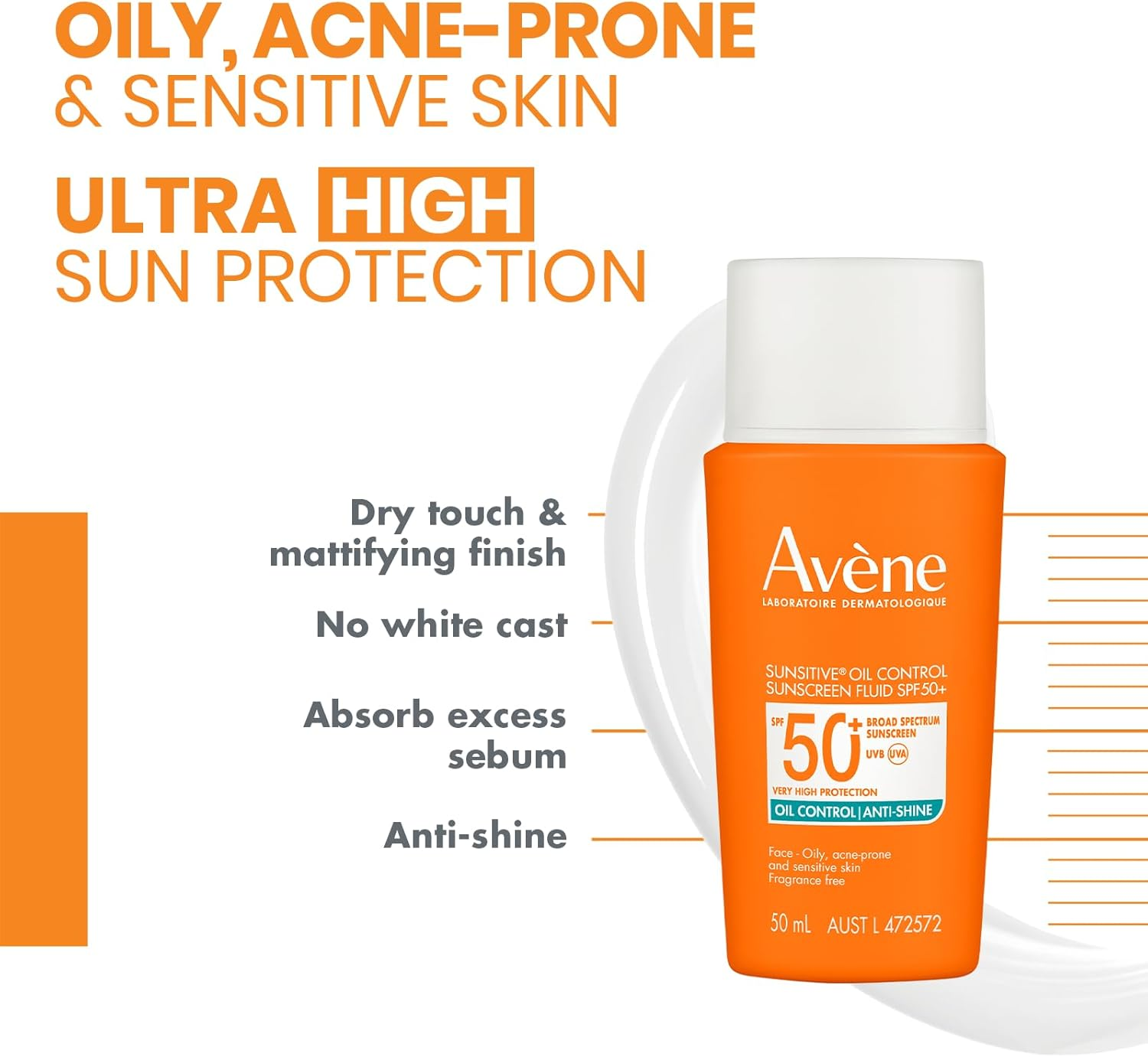Av&egrave;ne Sunsitive&reg; Oil Control Matte Sunscreen Fluid SPF 50+ | for Oily, Acne-Prone and Combination Skin with Pimples | Oil-Free & Ultra-Light with a Shine-Free Finish image number 5
