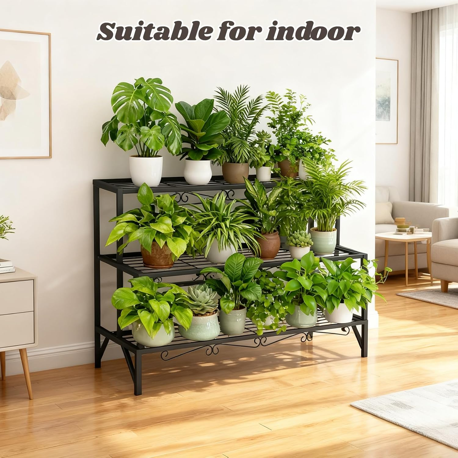 3-Tier Plant Stand, Heavy Duty Plant Stands for Indoor and Outdoor, 27" Flower Pots Plant Storage Shelf Decoration Racks for Living Room, Balcony, Patio image number 2