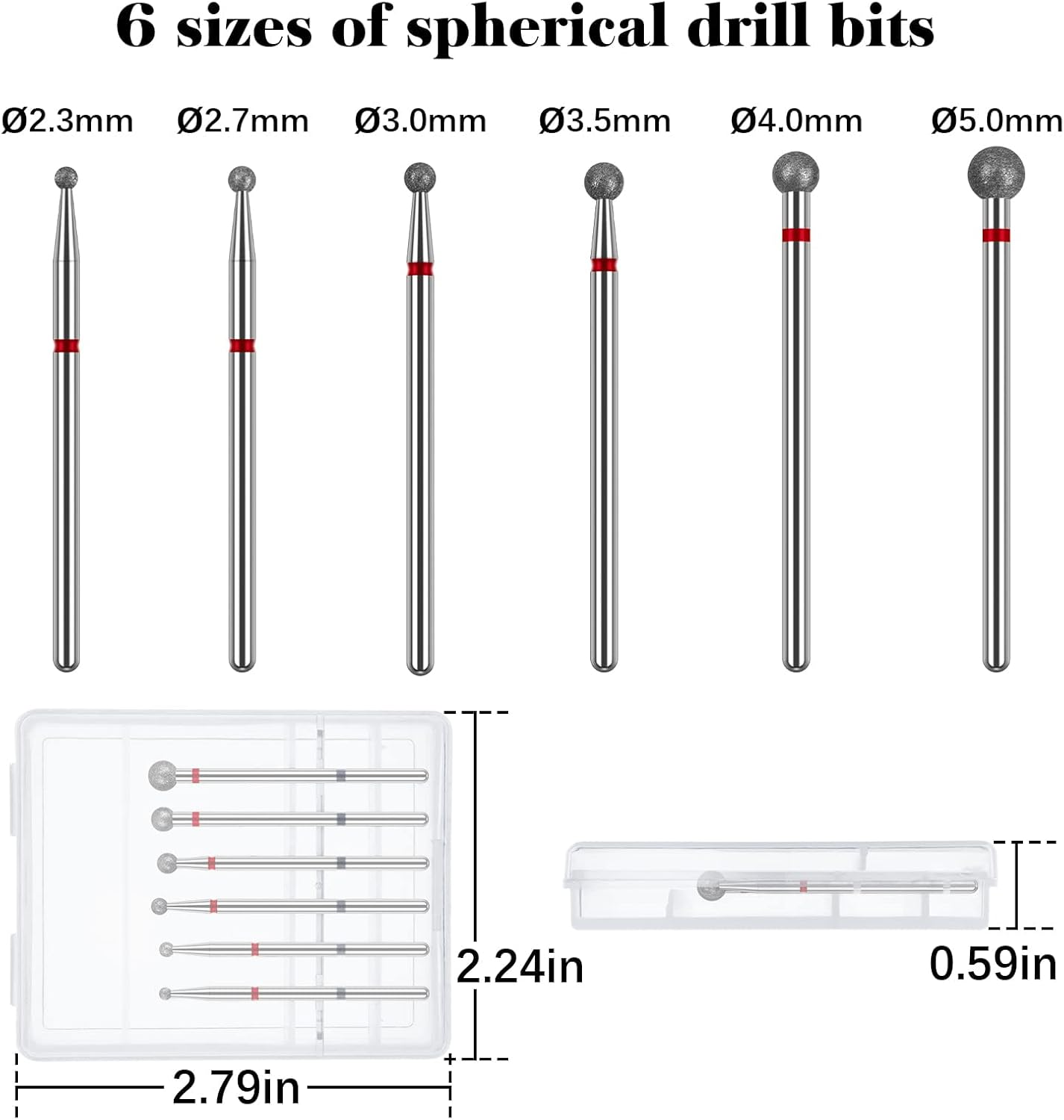 Difenni Cuticle Drill Bit,Nail Drill Bits Flame Cuticle Clean Drill Bit for 3/32''Electric Nail File Machine Cuticle Bit Nail Prep Tool (Red-Ball Shape) image number 2