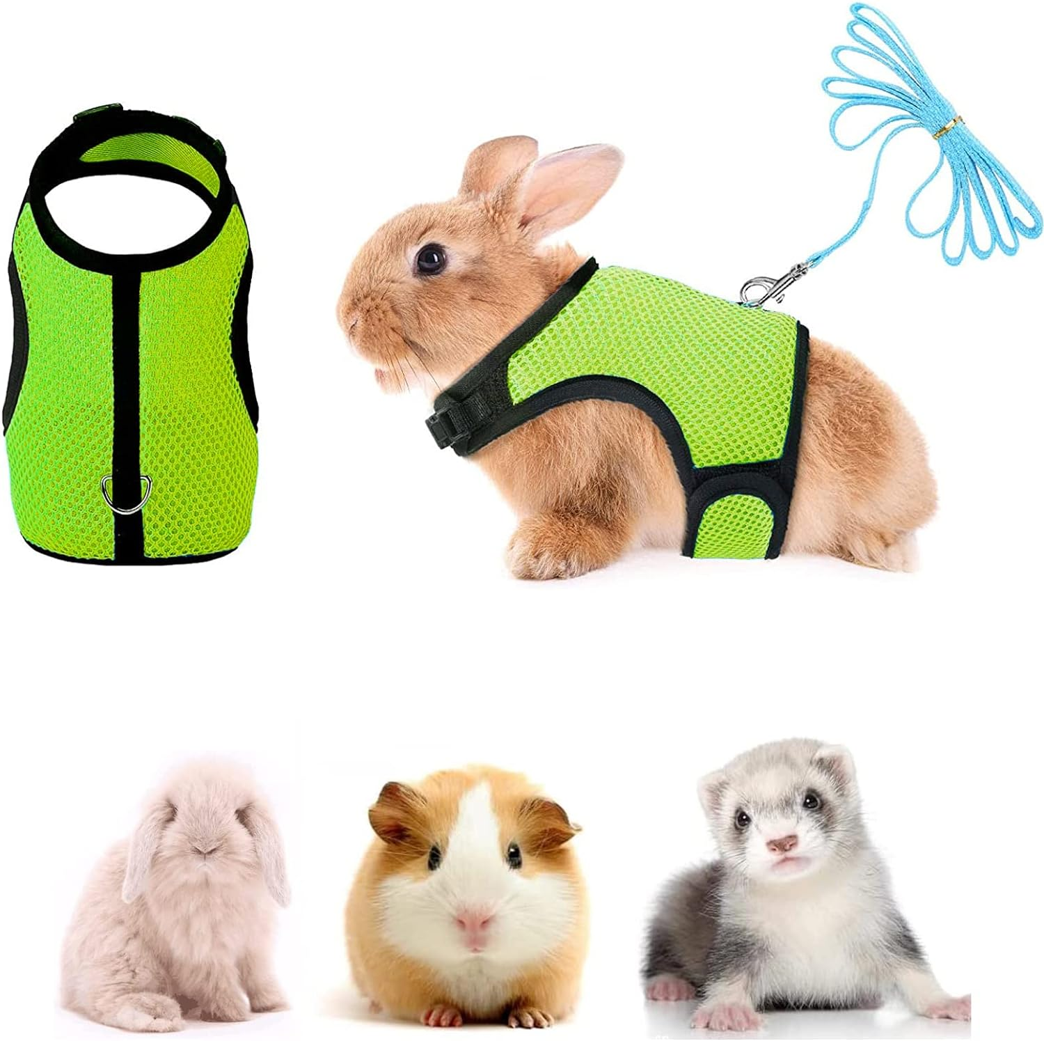 Yuanyoutong Bunny Rabbits Harness and Leash Adjustable Mesh Vest Harness and Leash Set for Guinea Pig, Hamster, Ferret, Cat, Rat, Kitten, Small Dog, Kitten, Puppy and Small Pets (Size:M) image number 4