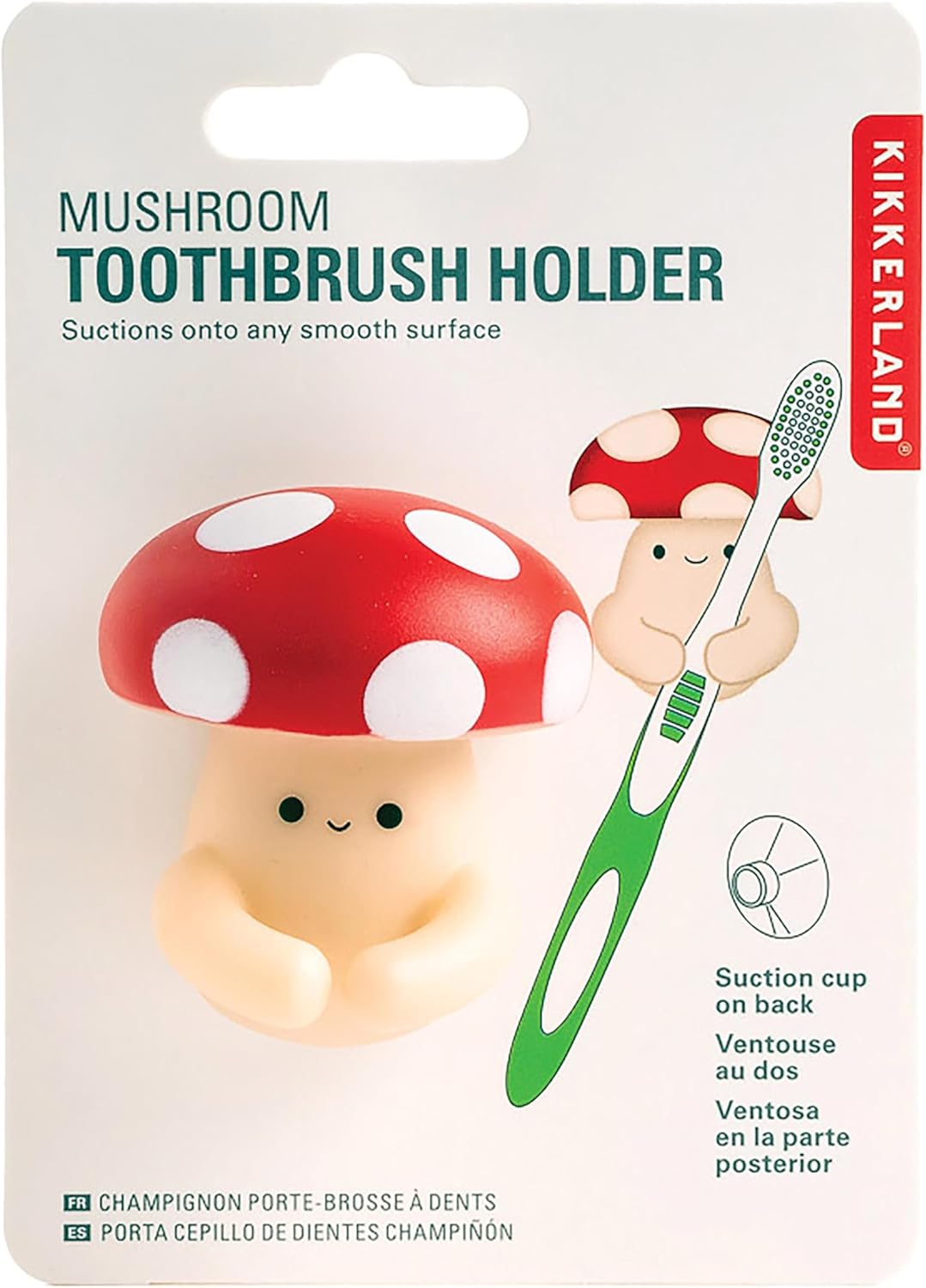 Kikkerland Mushroom Toothbrush Holder, Red/White image number 1