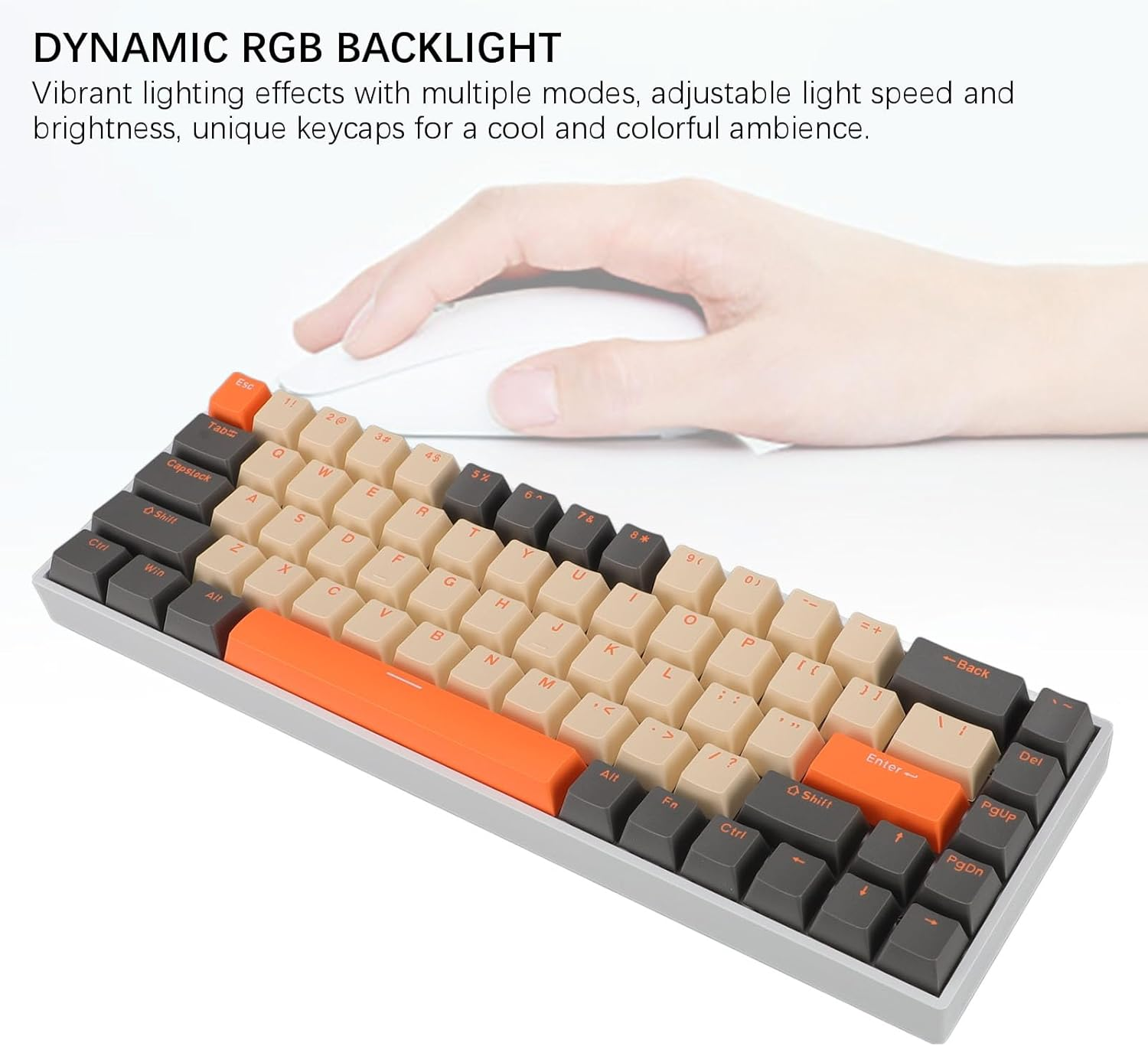 60% Mechanical Gaming Keyboard, 68 Keys Wired RGB Backlit Keyboard with Blue Switch, Ergonomic Portable Computer Keypad for Wins PC Laptop image number 1