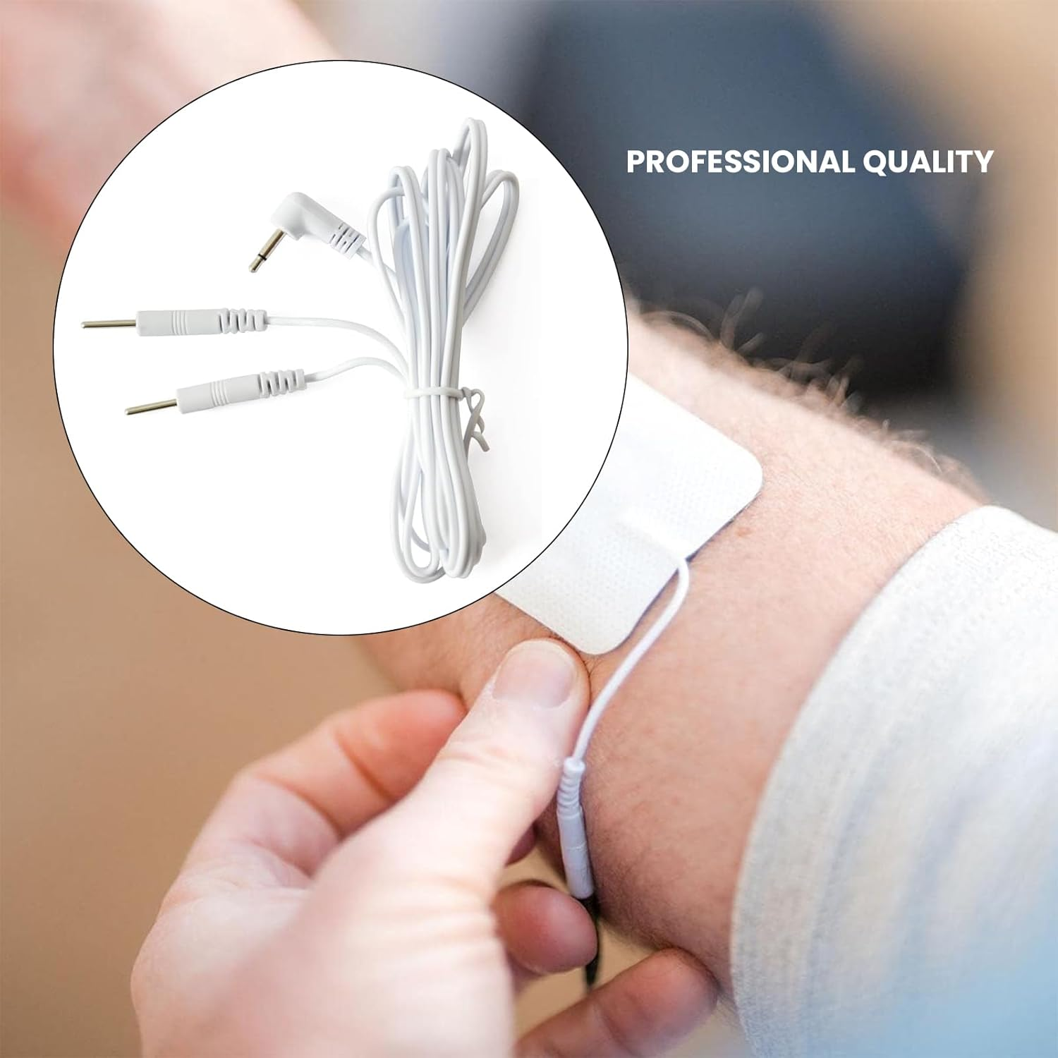 1 Pair 120CM Tens Electrode Lead Wires Jack 3.5Mm Plug - Electrode Lead Wires with 2.0Mm Pin Connection for Tens Machine Pads Tens Machine White (Secure Connection) image number 2