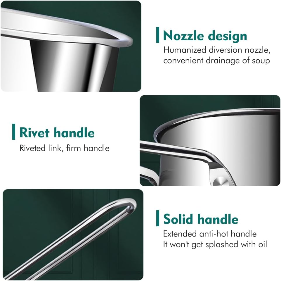 304 Stainless Steel Deep Fryer Pot with Basket, Stove Top Deep Fryer with Easy Grip Handle and Lid, Food Tong, Large Capacity Oil Strainer Pot for Frying Fish Shrimp Fries Chicken image number 5