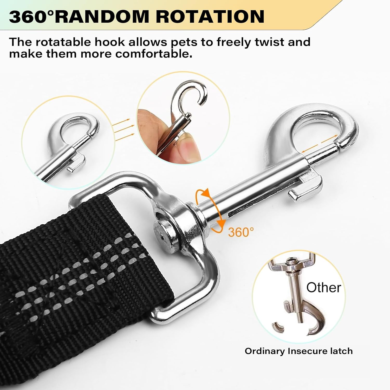 Vehicle Harnesses, 2 In1 Dog Belts for Cars, 2 Pack Pet Harnesses Headrest Restraint Clip Adjustable Dog Car Harness Belt with Anti-Shock Elastic Bungee Buffer for All Vehicles (Black) image number 4