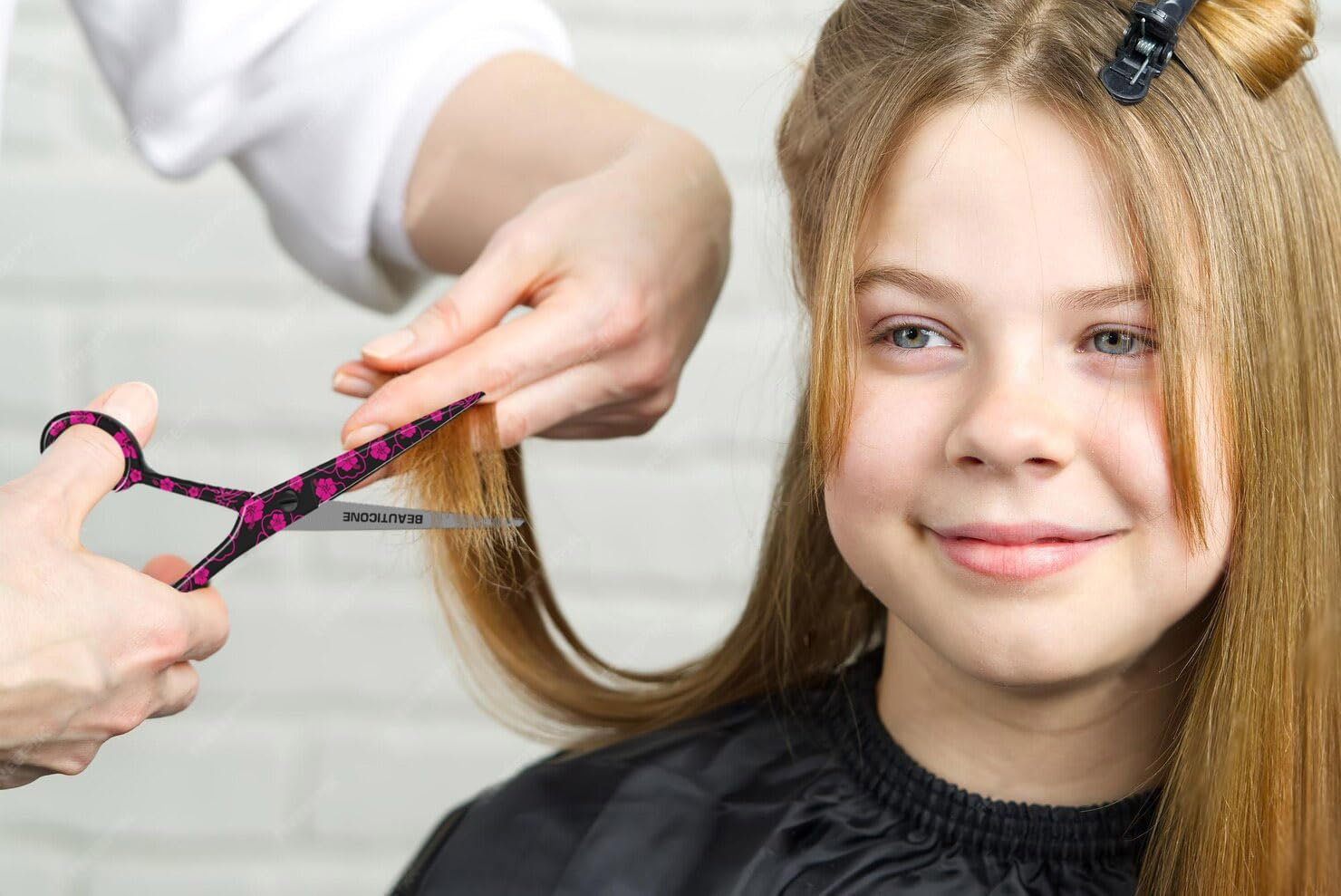 BEAUTICONE &reg; Hair Cutting Scissors - High Carbon SS 6.5" Professional Barber-Grade Salon Shears with Serrated & Razor Edge - Black Premium Gift Box with Leather Pouch & Extra Accs - Ultra Lightweight image number 4