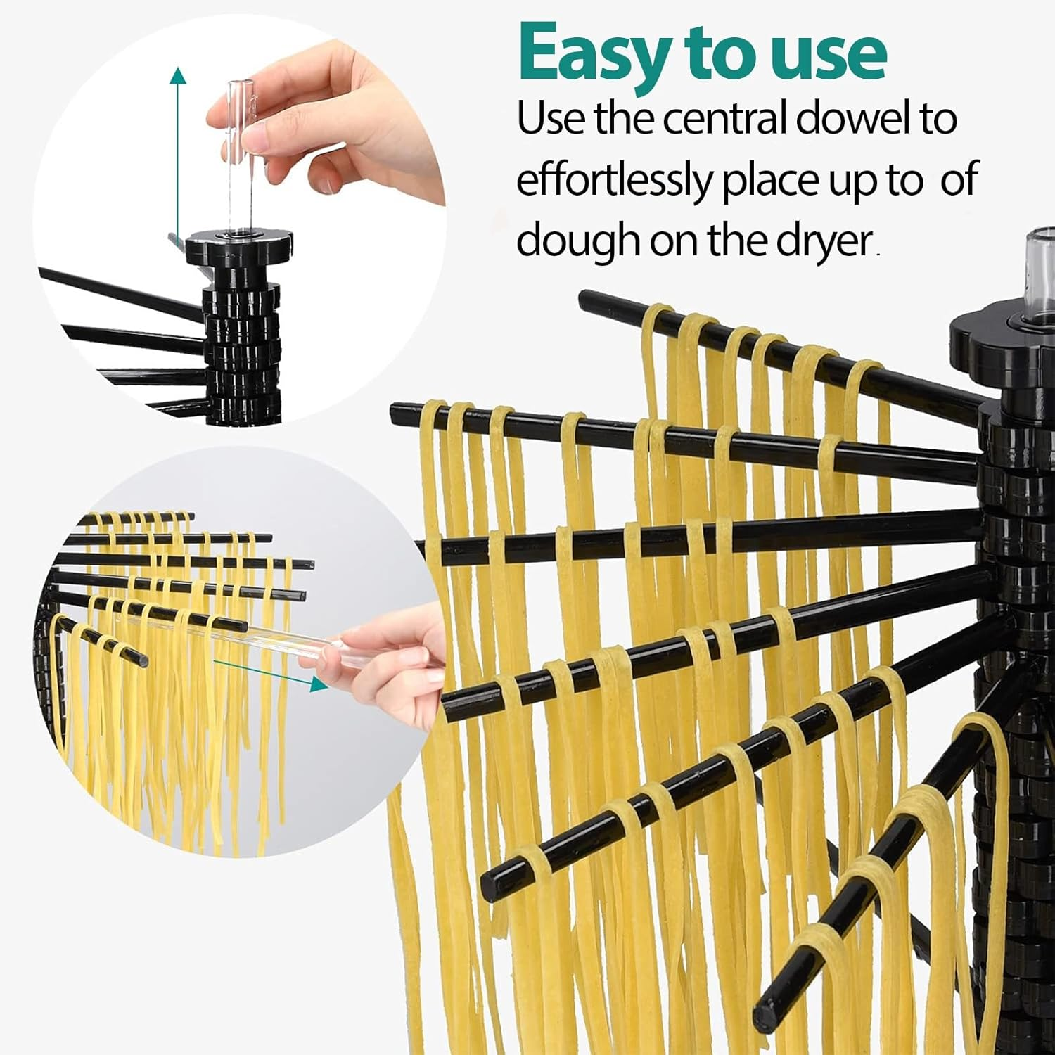 Collapsible Pasta Drying Rack, Tall Compact Spaghetti Noodle Stand with 14 Plastic Rods, Spaghetti and Noodle Dryer Rack image number 4
