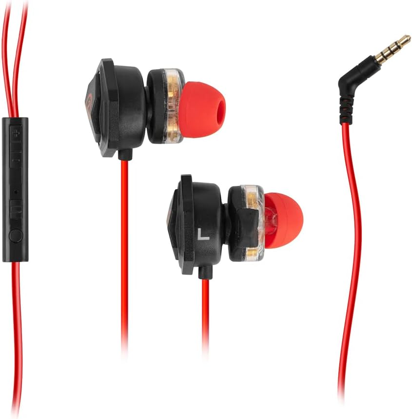 Ozone In-Ear Gaming Heat X30 Headphones -OZHEATX30 - Stereo Sound Headphones, Built-In Microphone, Remote Control, Hands-Free Calls, Detachable Gaming Microphone, Black