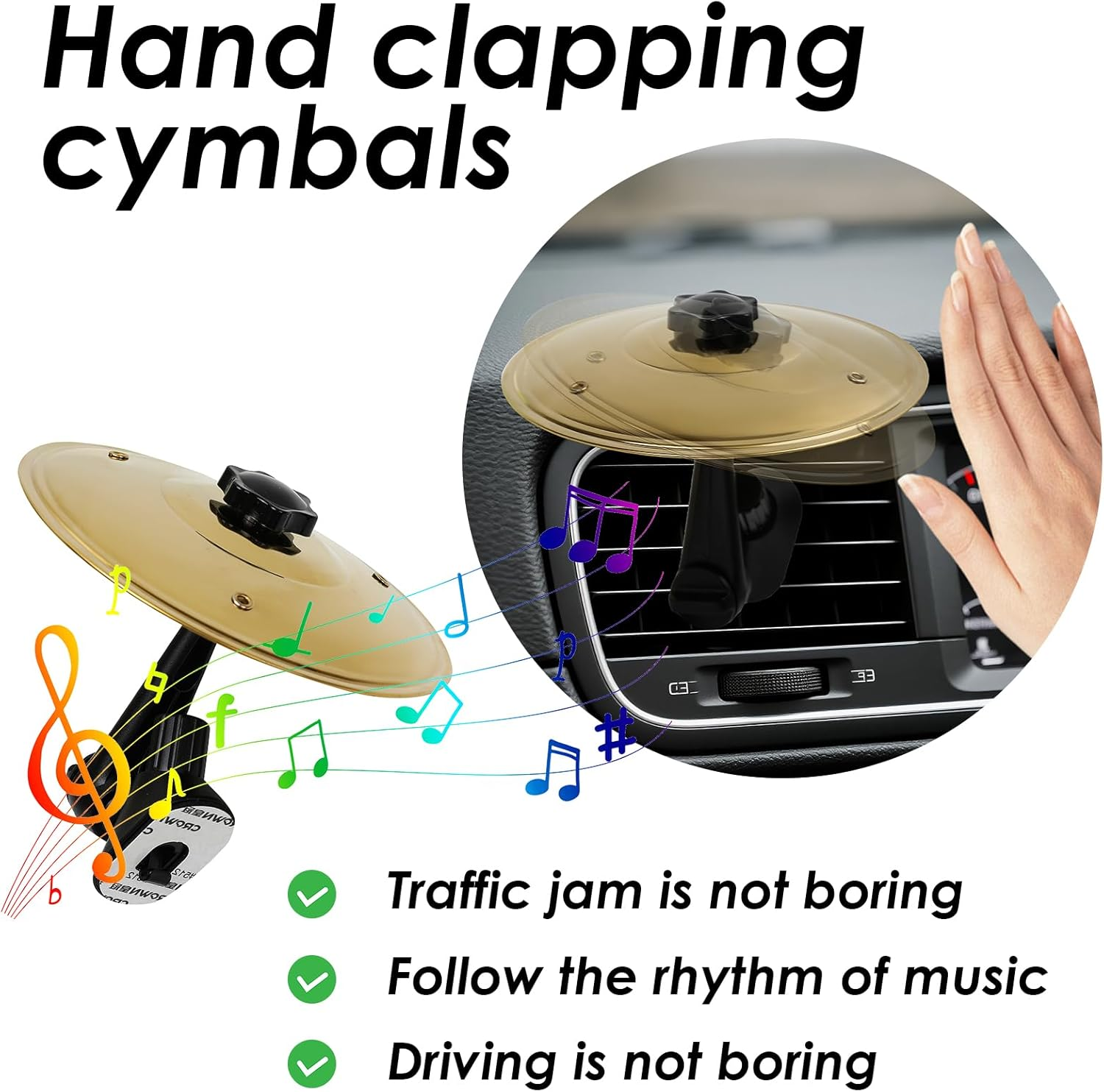 Car Crash Cymbal,Car Cymbal Air Vent Drums,Clip on Mini Symbal for Music Lovers image number 6