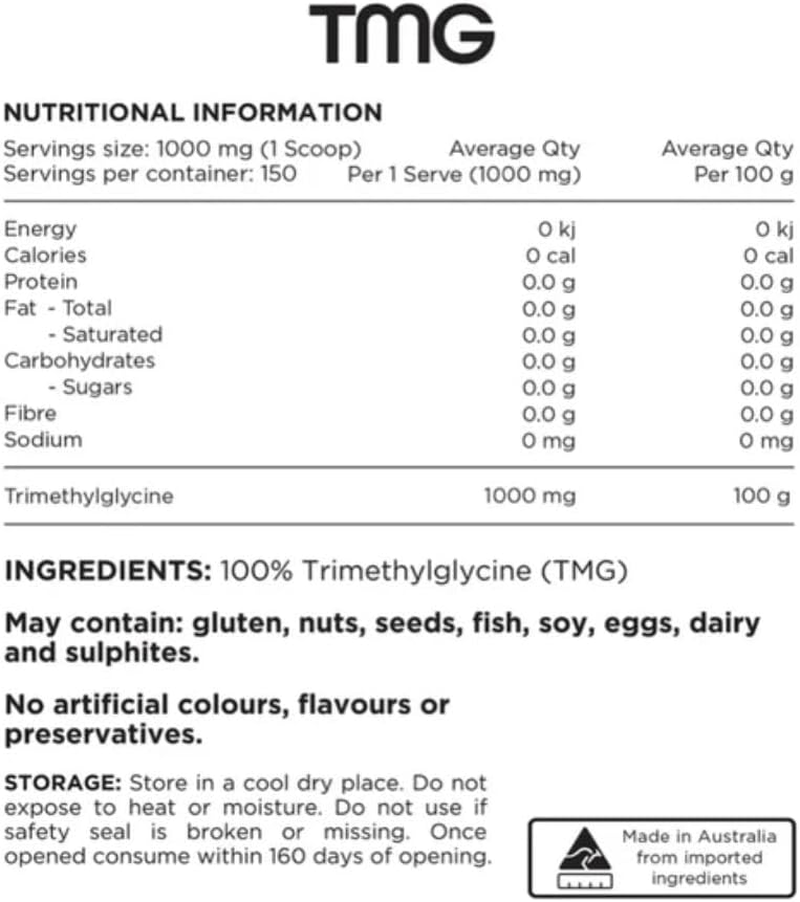 Switch Nutrition TMG (Trimethylglycine) Pure 150G Unflavoured image number 2