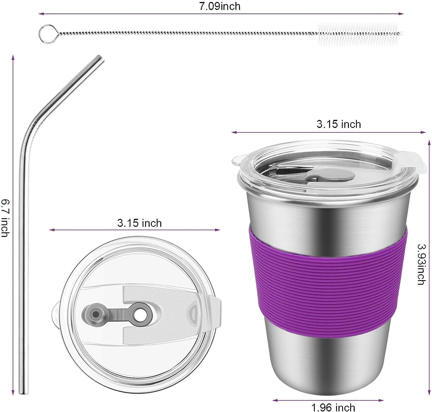 Kids Drinking Cups with Straws and Lids,Spill-Proof Stainless Steel Tumblers for Kids Dishwasher Safe, Unbreakable Metal Toddler Cups with Heat-Insulated Sleeves for Cold and Hot Drinks.5 Pack 12Oz image number 4