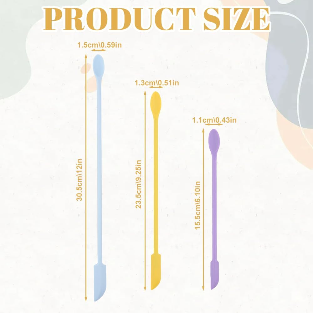 3-Pcs Mini Silicone Spatula Set - Small Skinny Scraper Tool for Jars, Bottles, Makeup & Kitchen - Get Every Last Drop of Lotion, Foundation, Peanut Butter, Jam - Flexible, Dishwasher Safe, Bpa-Free image number 3