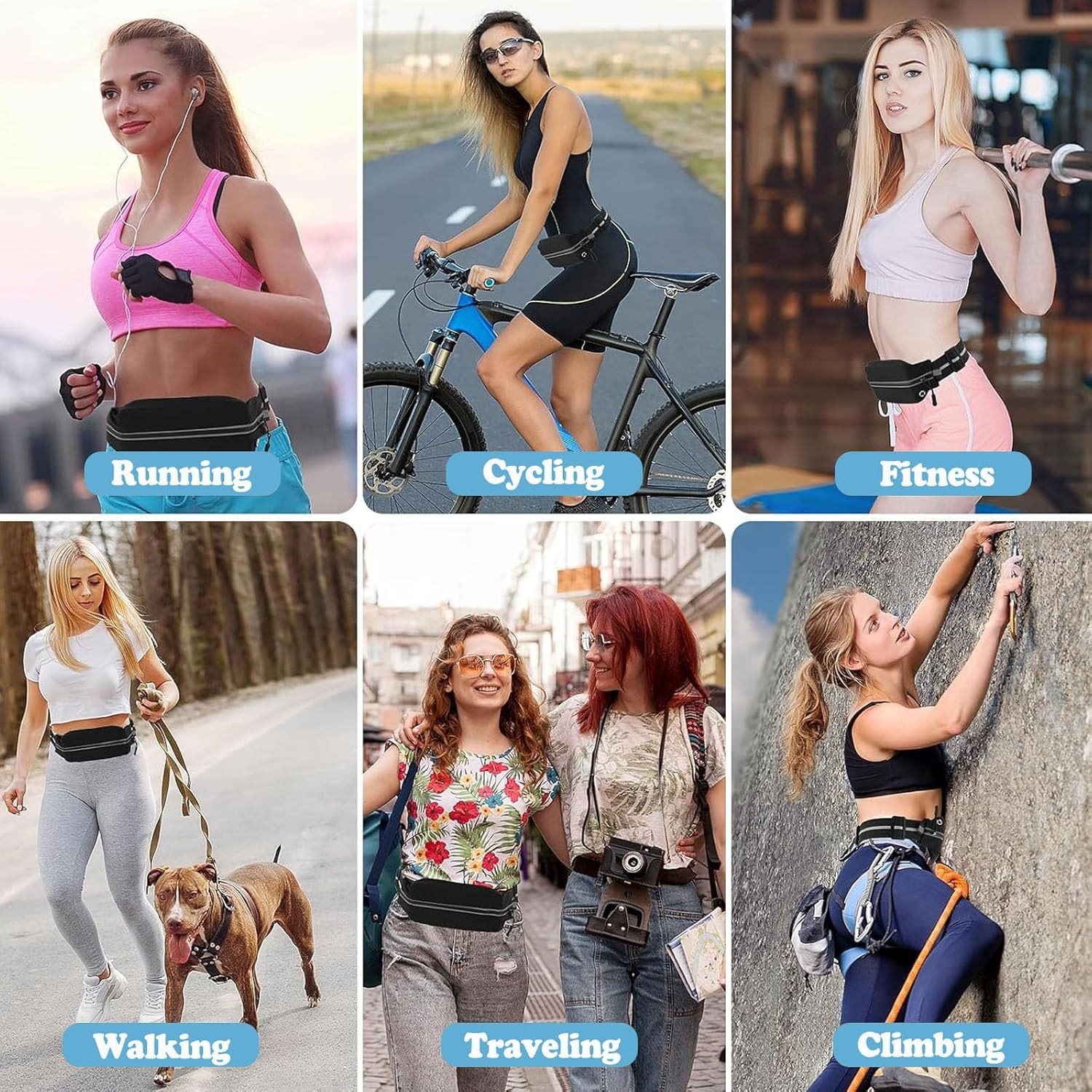 Running Belt Fanny Pack for Women Men, Adjustable Reflective Phone Holder Runners Waist Pouch for Sports & Fitness, Waterproof, Headphone Wire Hole, Sports Belt Money Belt Running for Phone image number 4