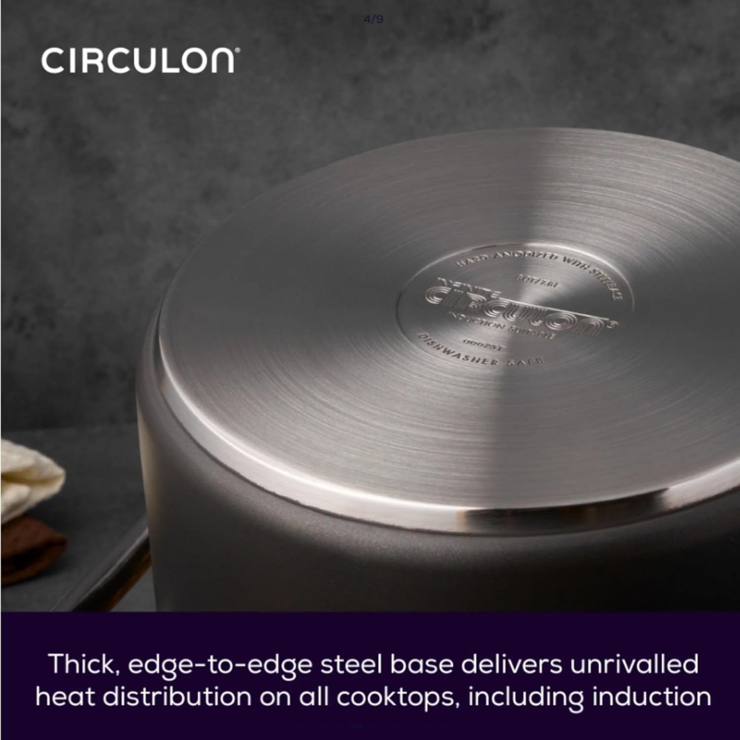 Circulon Infinite 36 Cm Nonstick Wok with Stainless Steel Lid, Induction Compatible, Dishwasher and Oven Safe, Black image number 2