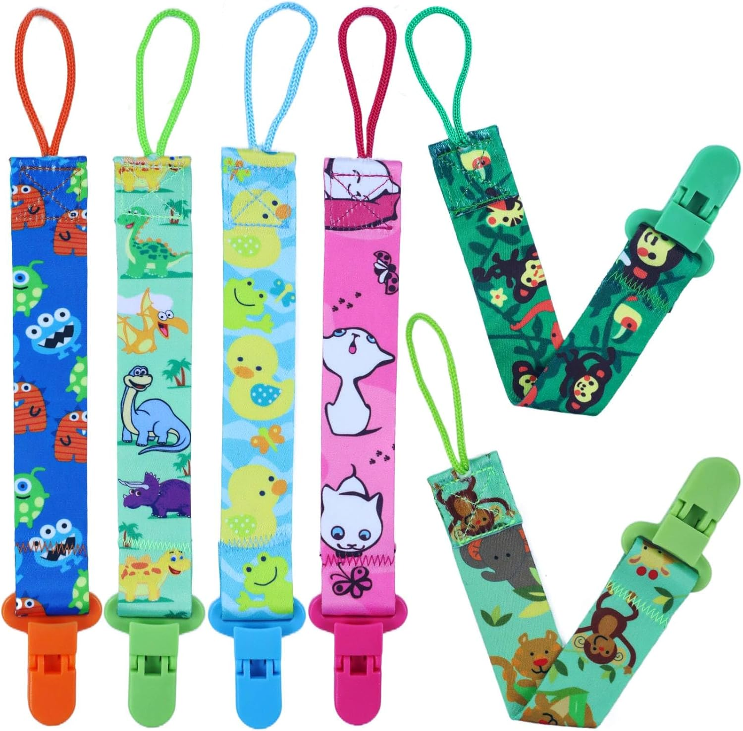6 Pack Baby Pacifier Clip for Boys and Girls, Fits for Most Pacifiers, Cute Animals Pacifier Holder Dummy Clips Chain, Binky Styles Strap Holder, Lightweight Perfect for Kids Baby Teethers & Toy image number 2