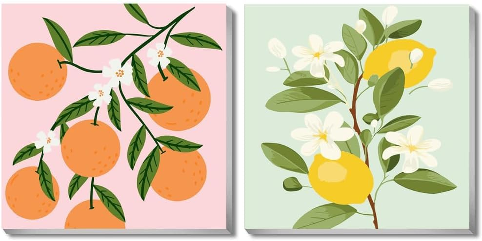 2 Pack Framed Paint by Numbers Kit for Kids,Easy Acrylic Paint by Numbers Kits on Canvas,Fruit Oil Painting Paint by Number for Adults Beginners for Home Wall Decor (8X8Inch) image number 5