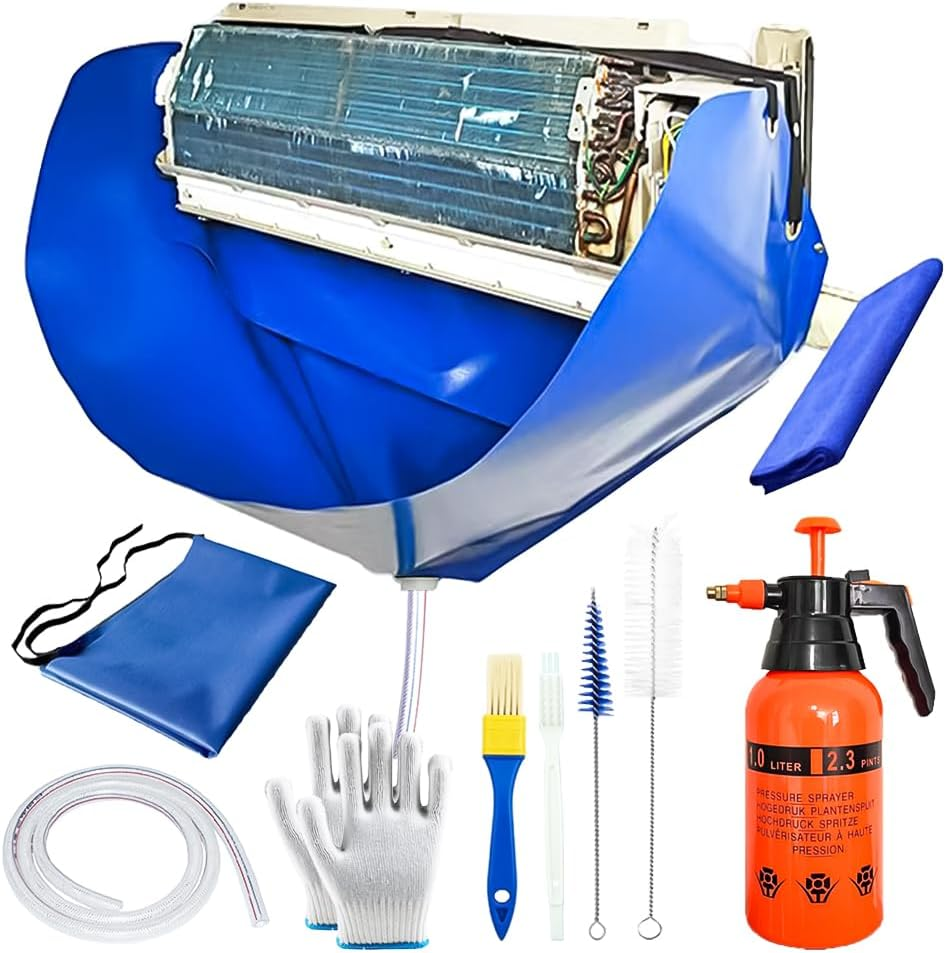 South Silk Ac Cleaning Bag with Wall Protection Cloth, Professional Split Ac Unit Cleaning Bag, Ac Cleaning Kit, Air Conditioner Cleaning Cover Bag, Durable Material and Drainage Hose
