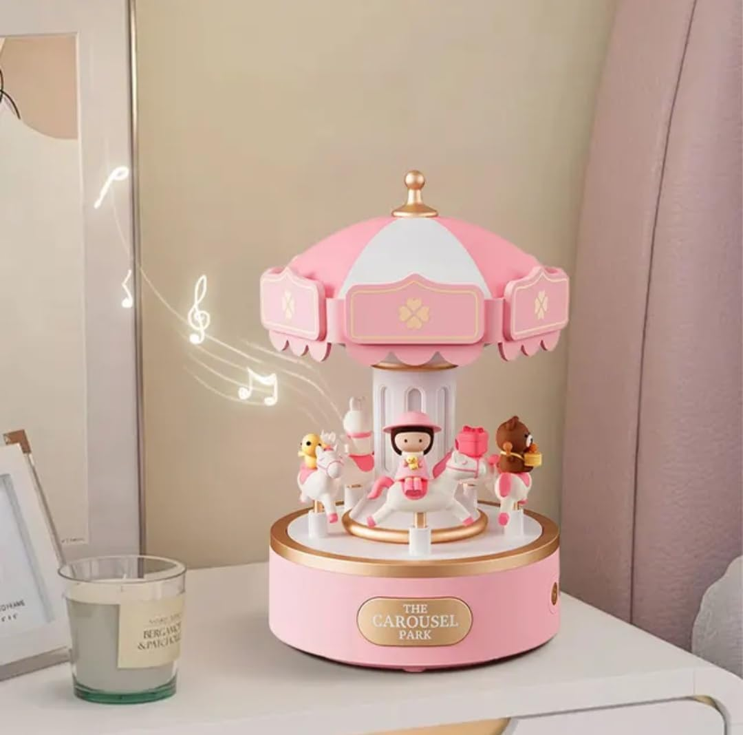 Kids Gift Carousel Music Box USB Rechargeable Night Light Sweet Dream Girl