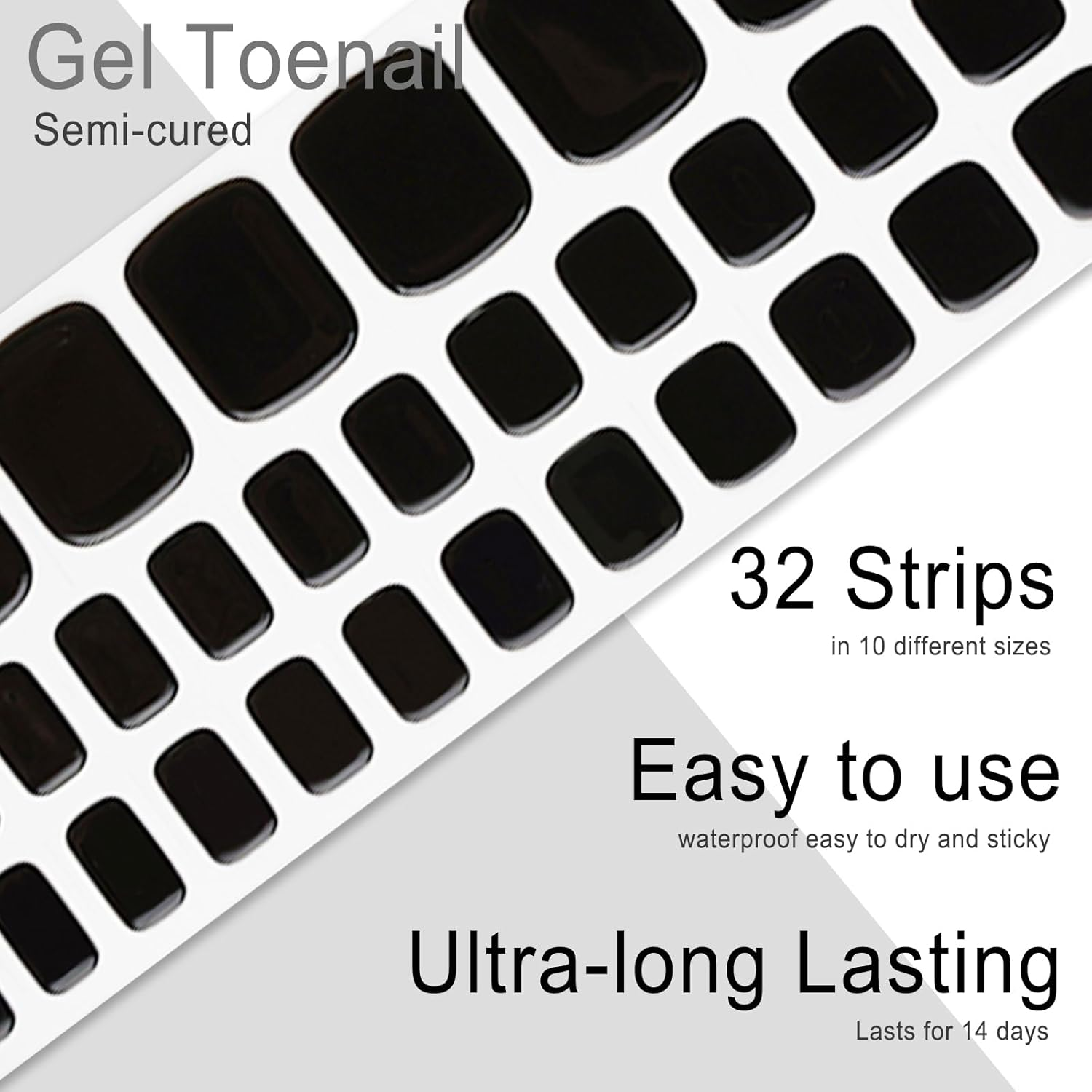 Wekcekcek Semi Cured Gel Toenail Strips, 32 Hazy Dark Night Toenail Stickers Pedicure Strips Salon Quality Nail Wraps with Nail File & Wood Stick(Uv/Led Lamp Required) - Blue Marble image number 4