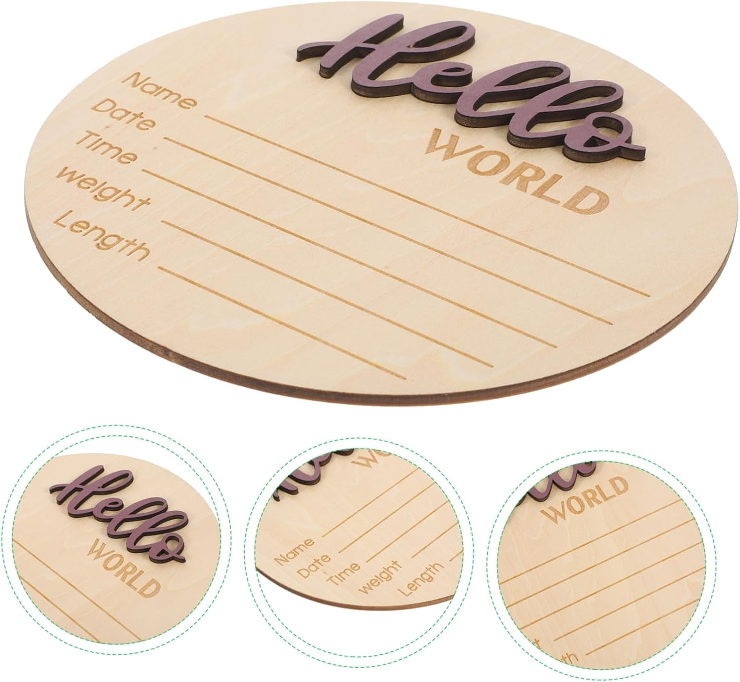 Wooden Birth Announcement Sign for Newborn round Baby Name Sign for Photography Prop Made of Natural Wood for Baby Shower and Keepsake image number 6