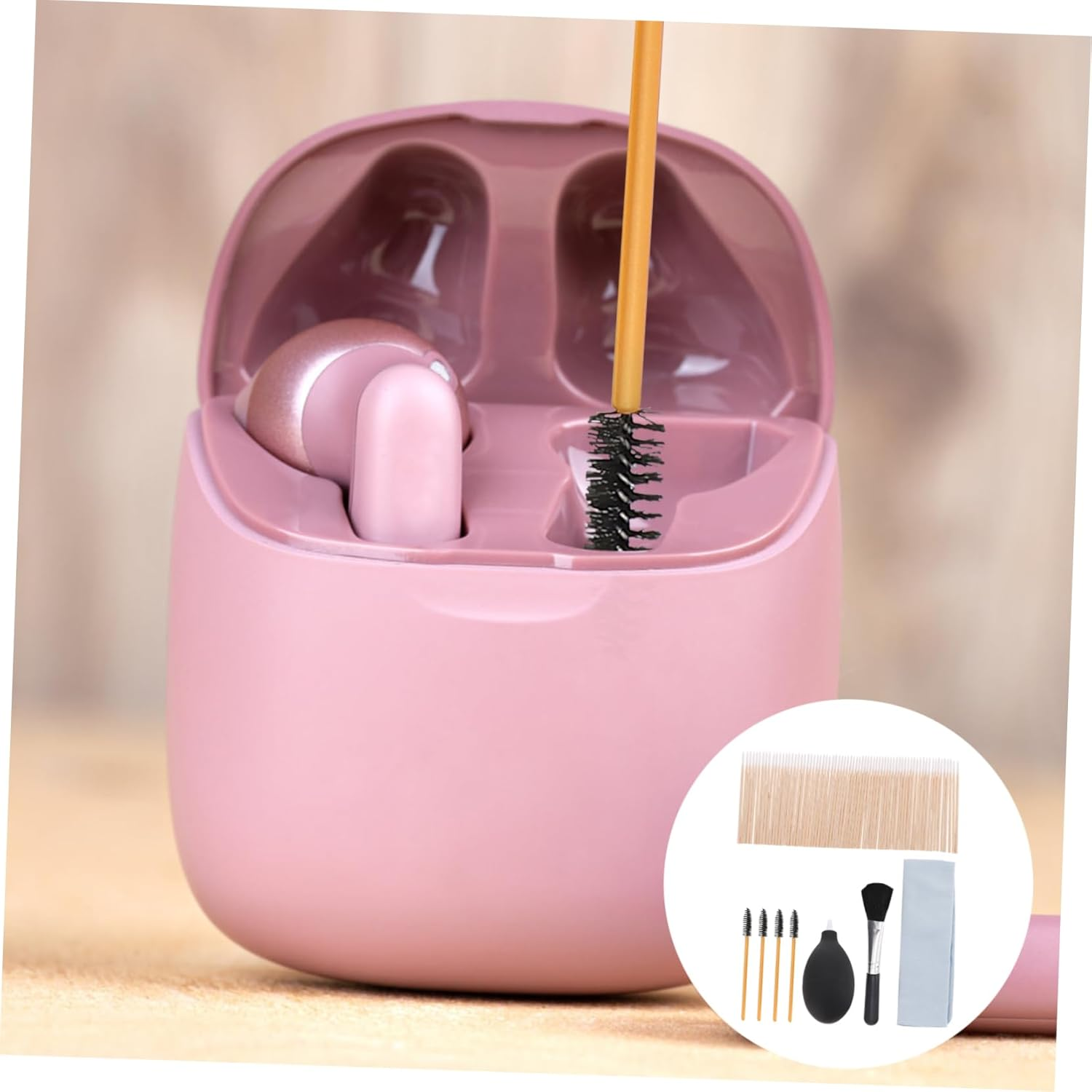 OKUMEYR Earphone Cleaning Brush Set for Headphones Kit with Soft Brush Cotton Swabs Air Blower and Wiping Cloth Compact Lightweight Design for Dust and Debris Removal Earbuds And image number 4