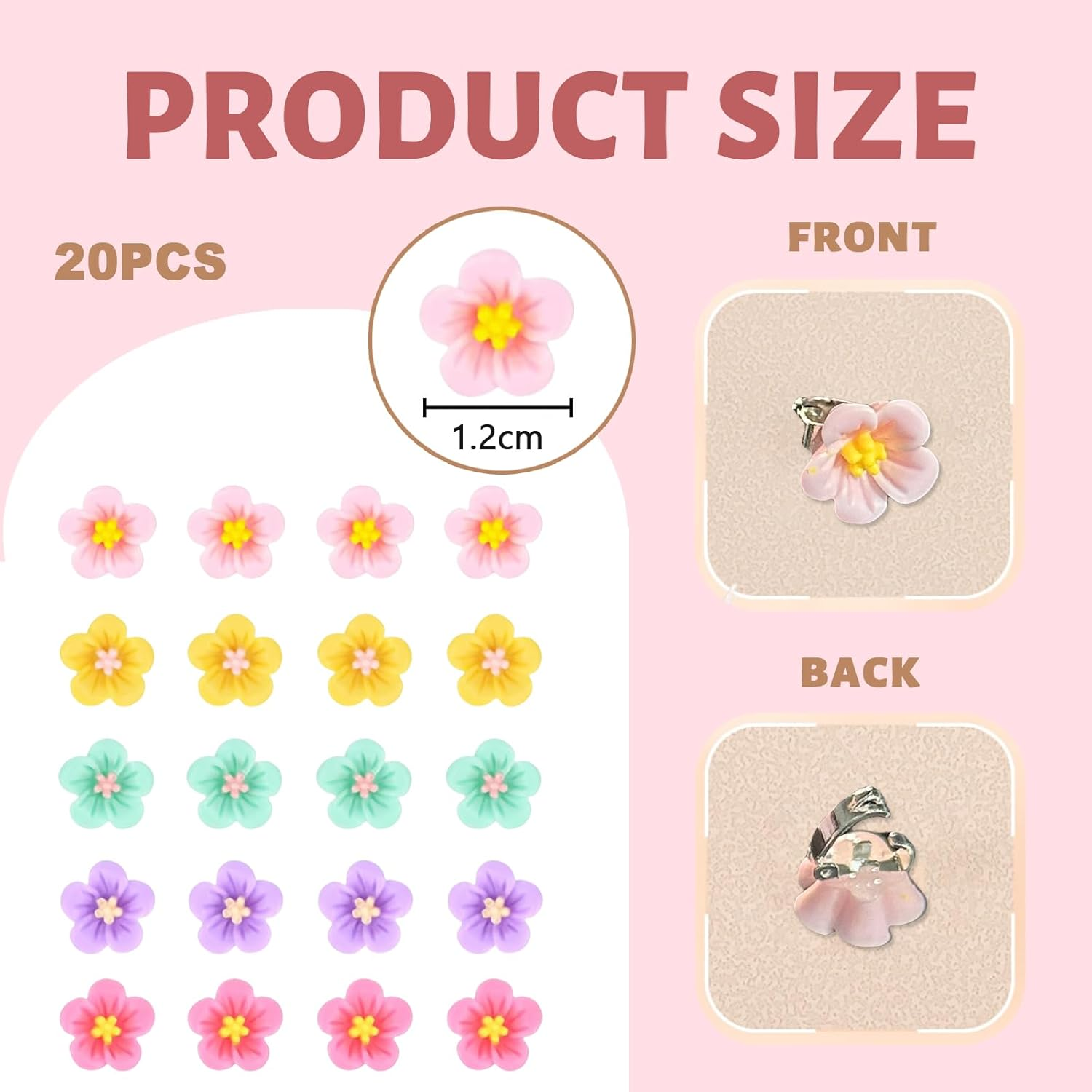 Ruzister 20 Pieces Colorful Mini Flower Hair Clips Cute Flower Hair Clips Decorative Hair Clips Bridal Wedding Hair Accessories for Girls and Women image number 2