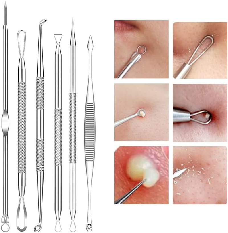 Blackhead Remover Comedone Extractor,15 Pcs Professional Stainless Steel Blackhead Remover Comedone Extractor Tools with Metal Case,Pimple Popper Tool Kit for Blackheads, Blemish, Comdone, Acne image number 5