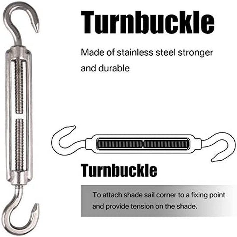 Sun Shade Sail Hardware Kit Triangle, 5 Inch 304 Marine Grade Stainless Steel for Rectangle and Square Sun Shade Sail Installation Accessory Heavy Duty Anti-Rust 24 Pcs image number 4