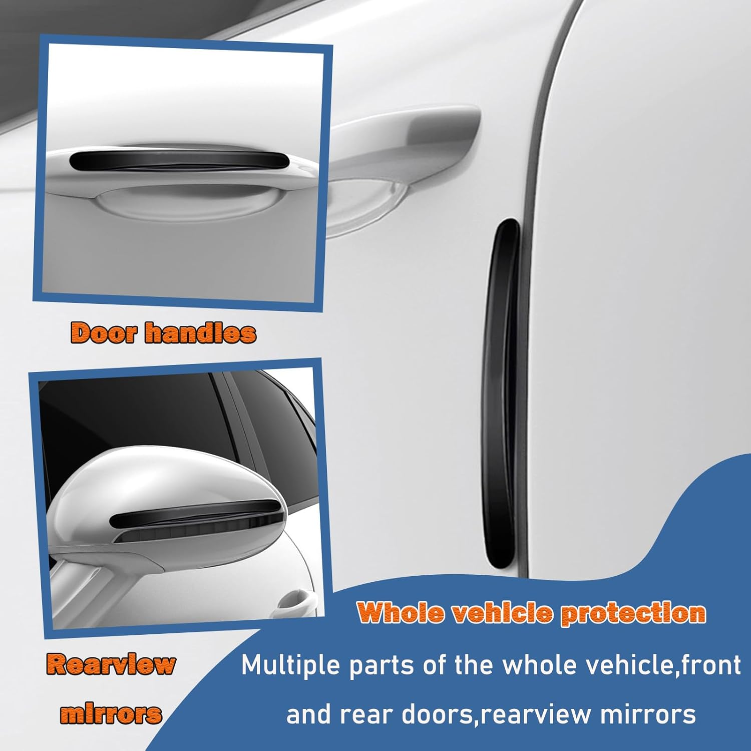8Pieces Car Door Edge Guards, Anti-Collision Strips, anti Scratch Guard Strips for Doors, Handles, Mirror and Bumper Protection (Blackr) image number 2
