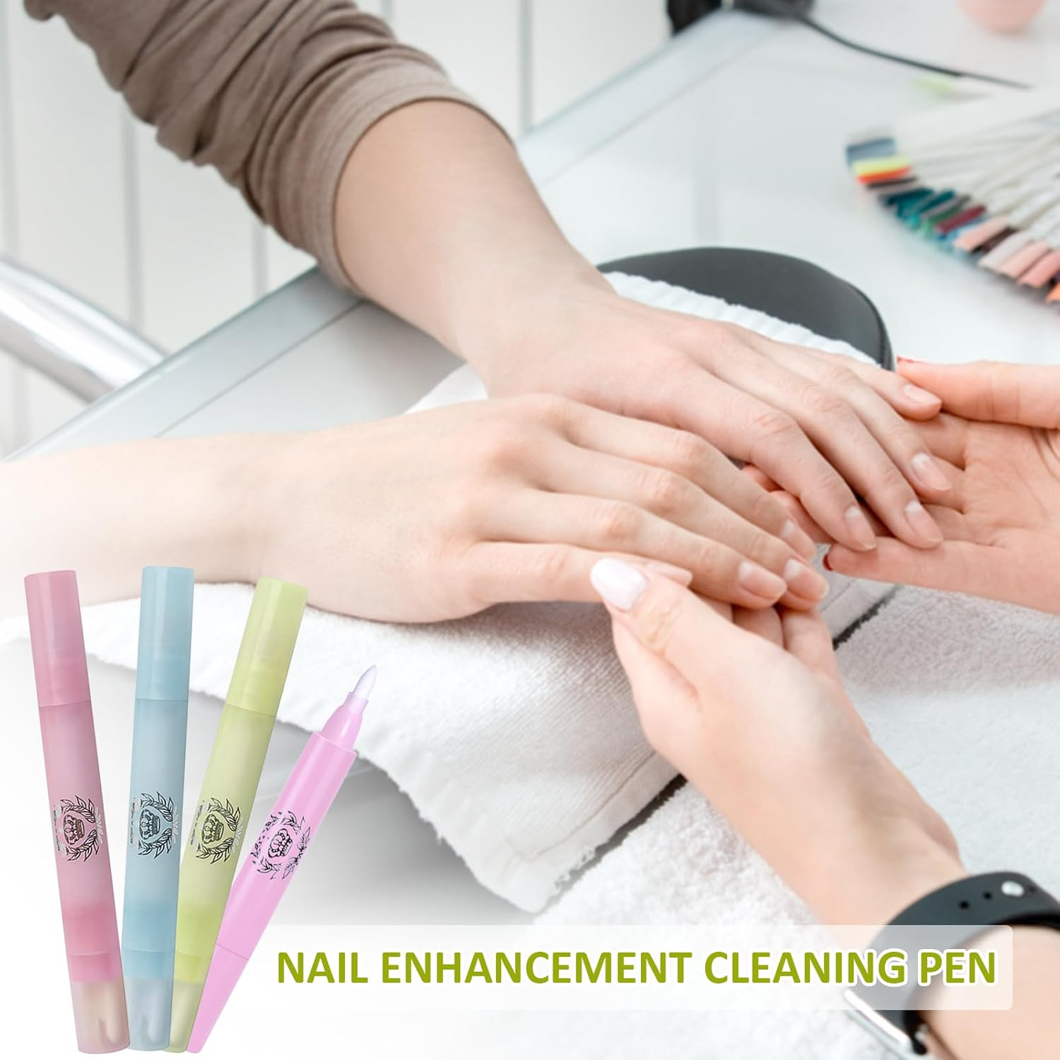 Nail Polish Corrector Pens, Manicure Remover Pen with 12 Replacement Tips, Refillable Nail Art Edge Cleaning Pen, Nail Art Remover Pen, Nail Varnish Remover Pens, Manicure Correction Pens (4 Pcs)