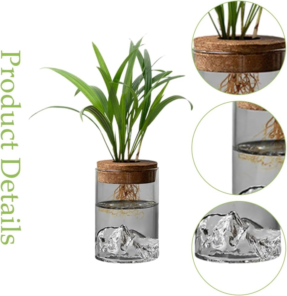 4-Pack Hydroponic Plant Pots, Office Desktop Pots, Glass Hydroponic Vase, Green Plants Ornament, Plant Propagation Station, Mountain View Bottle, for Bedrooms, Living Rooms, and Offices(No Plants) image number 5