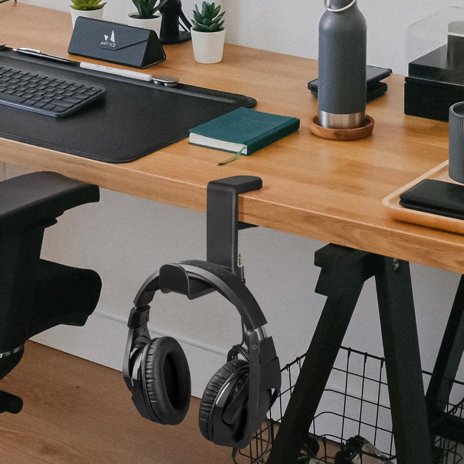 Geekria Gaming Headset Headphone Hook Stand, Under-Desk Headphone Stand Mount Holder with 360ｰ Rotation Adjustable, Compatible with Bose, Sony, AKG, Sennheiser, JBL, B&O, Beats, ATH (Black)