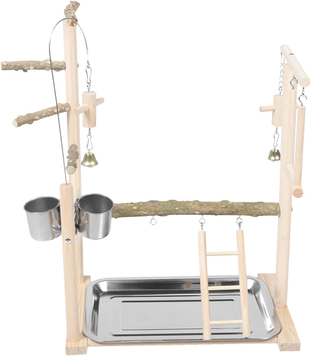 SUPVOX 1Set Bird Playground with Ladder Parakeet Perch Stand for Training and Play Natural Wood Bird Stand for Parrots Desktop Toy for Parakeets and Cockatiels image number 6
