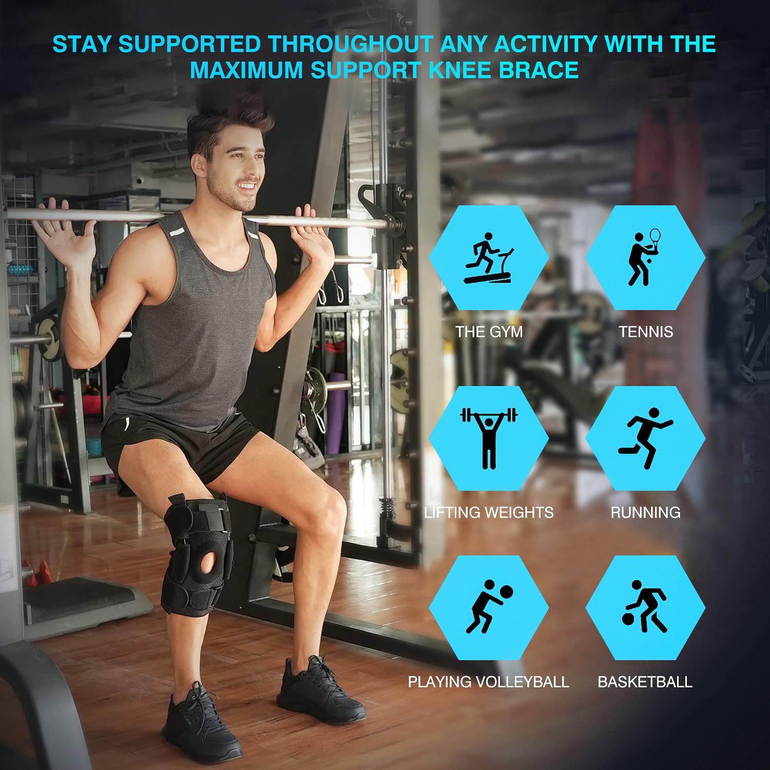 JOLAYSO Hinged Knee Brace with Side Stabilizers & Removable Metal Hinges for ACL, MCL, Meniscus Tear, Arthritis, Tendon Pain Relief & Recovery Support for Running - Men & Women (Adjustable for Small/Medium/Large) image number 4