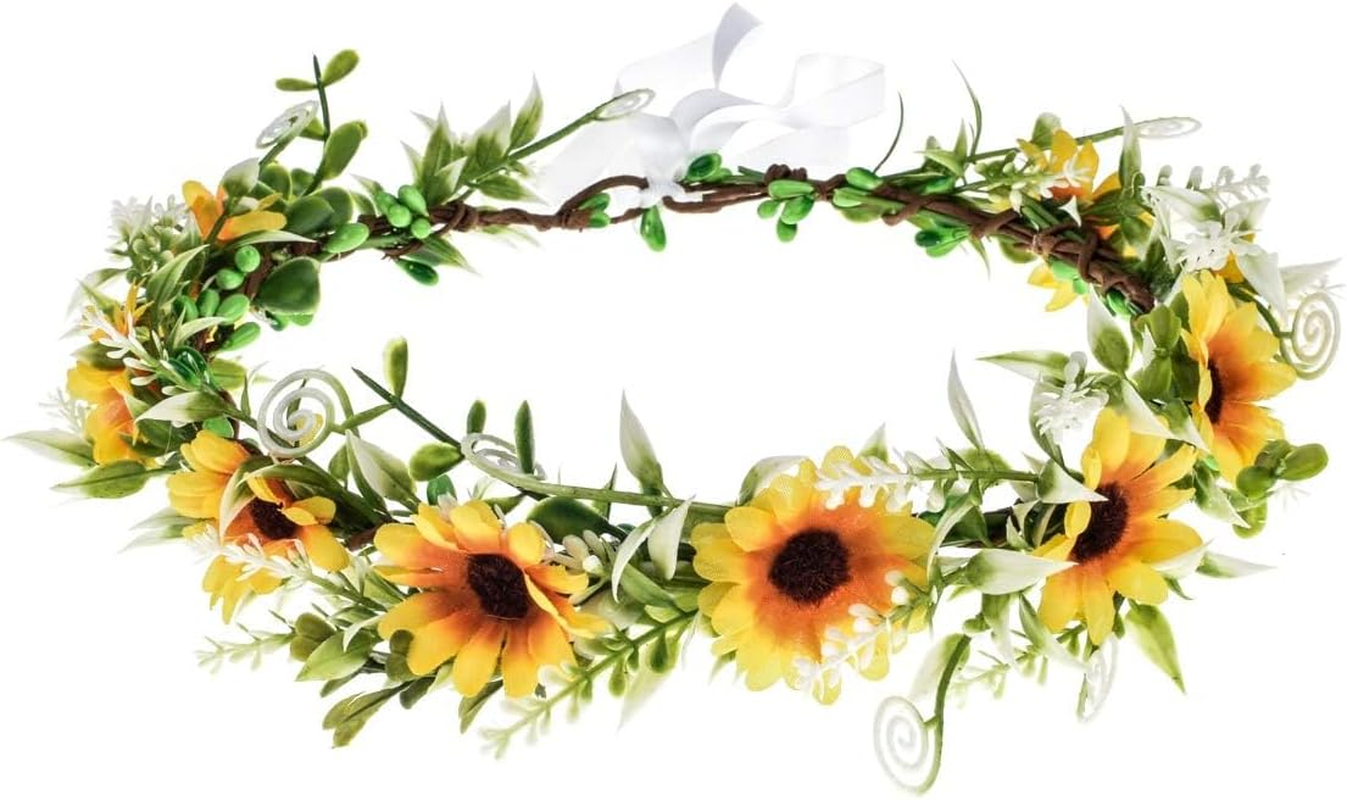 Sunflower Headband Sunflowers Hair Band Flowers Hair Accessories Yellow Headband Flowers for Women Girls Carnival Party Birthday (A)
