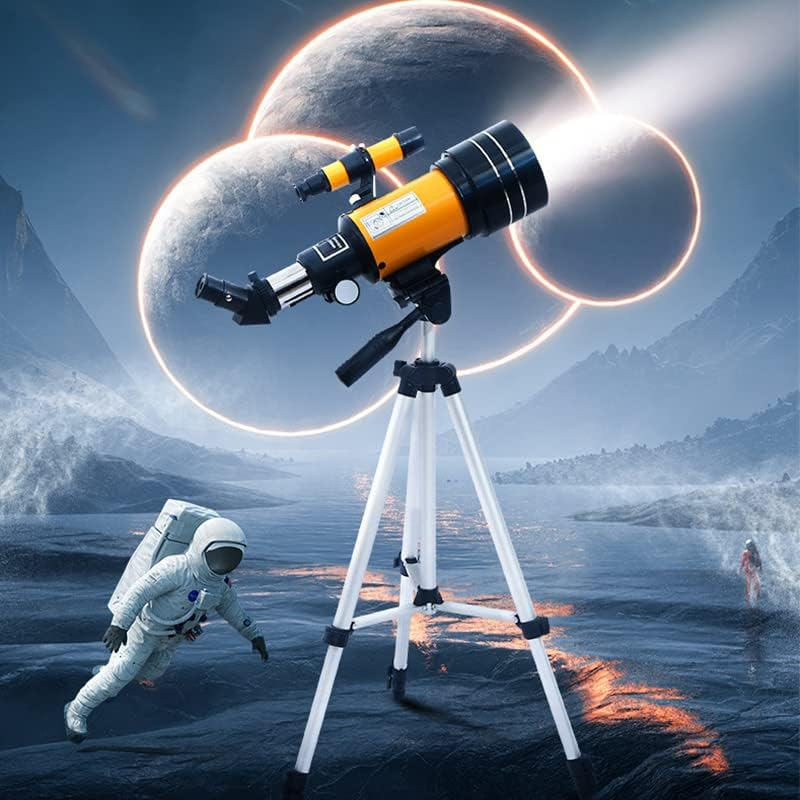 Telescope for Astronomy Astronomical Telescope 150 Times Zoom HD High-Power Portable Tripod Night Vision Deep Space Star View Moon Universe (YELLOW) - Black image number 4