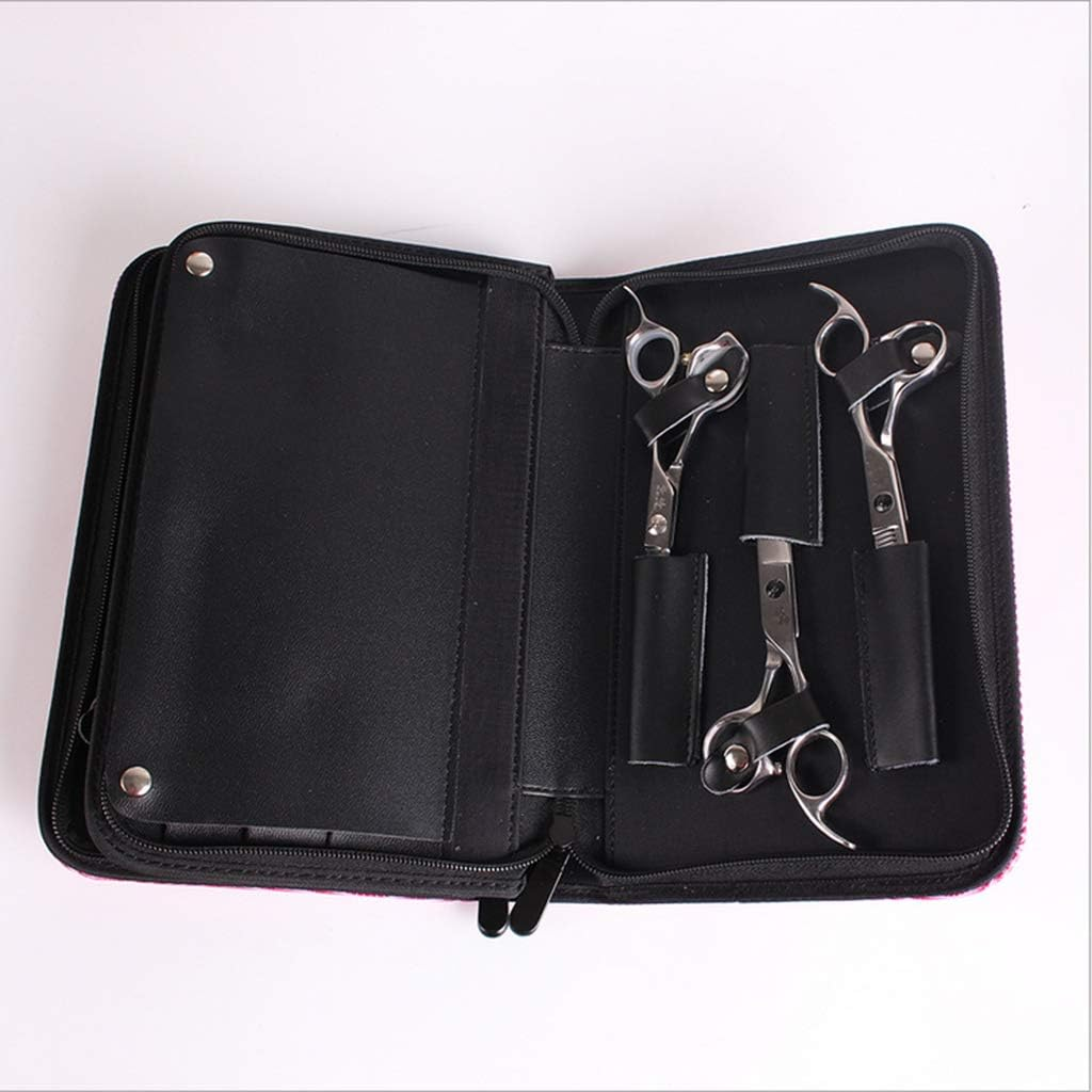 Oshhni Soft Leather Hair Scissor Shears Case Hairdressing Comb Pouch, Black image number 5