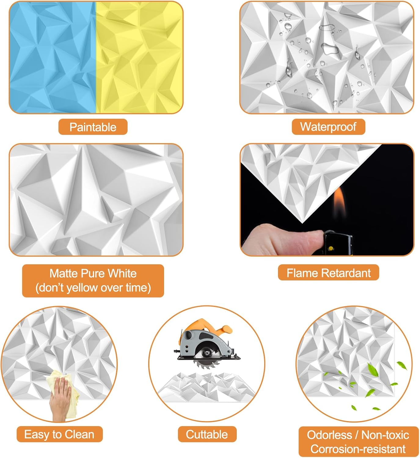 Troystudio Acoustic Sound Diffuser Panels, 19.7 X 19.7 X 1 Inches 12 Pcs White PVC Plastic 3D Wall Panel, Recording Studio Acoustical Treatment Diffusion Panel, Art Decorative Ceiling Tiles image number 1