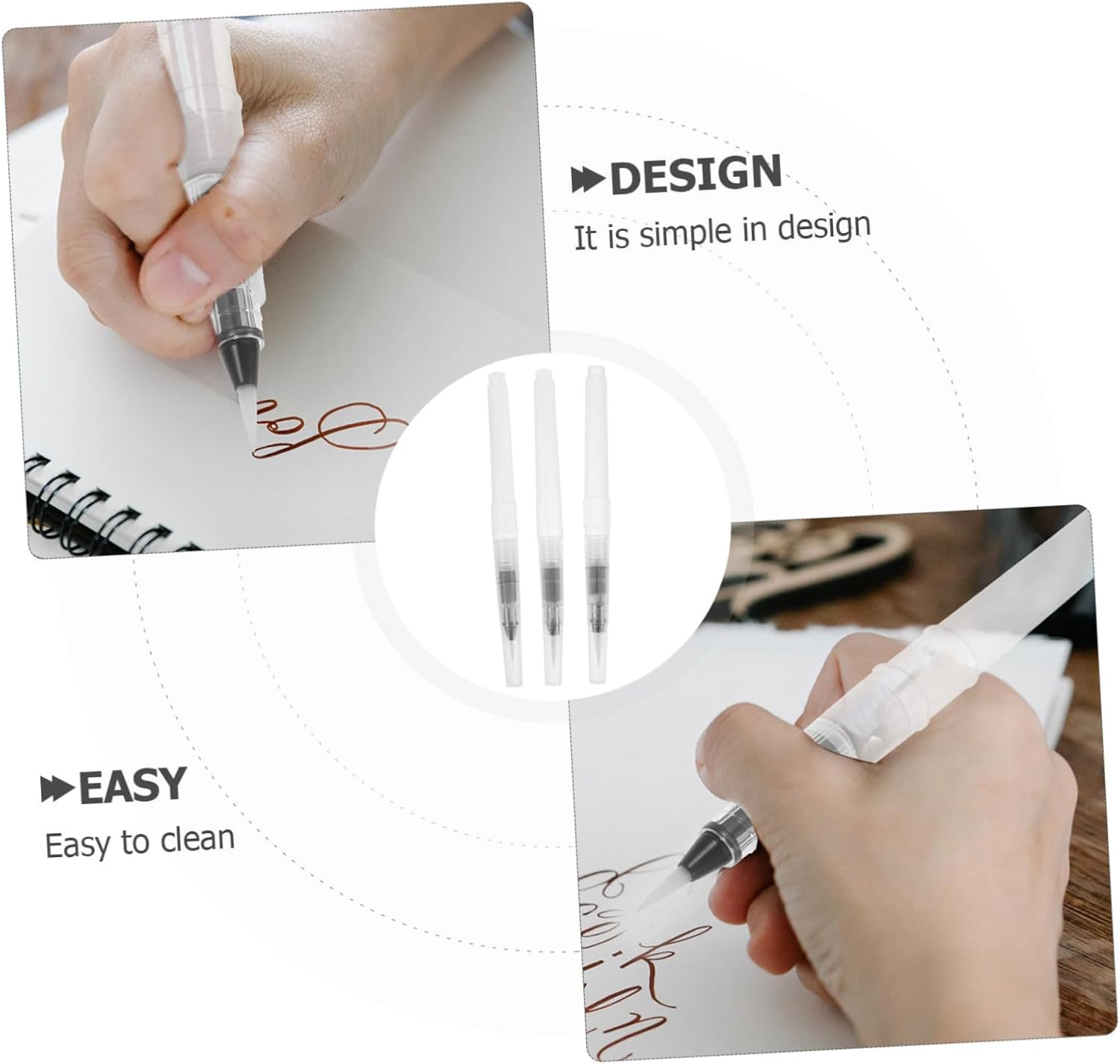 COHEALI 3Pcs Refillable Watercolor Pens Water Brush Pen Empty Watercolor Pen Water Painting Pen Watercolor Art Brush Fillable Paint Pen Water-Base Markers Paint Art Pens Nylon Wool White - Sky-Blue image number 6