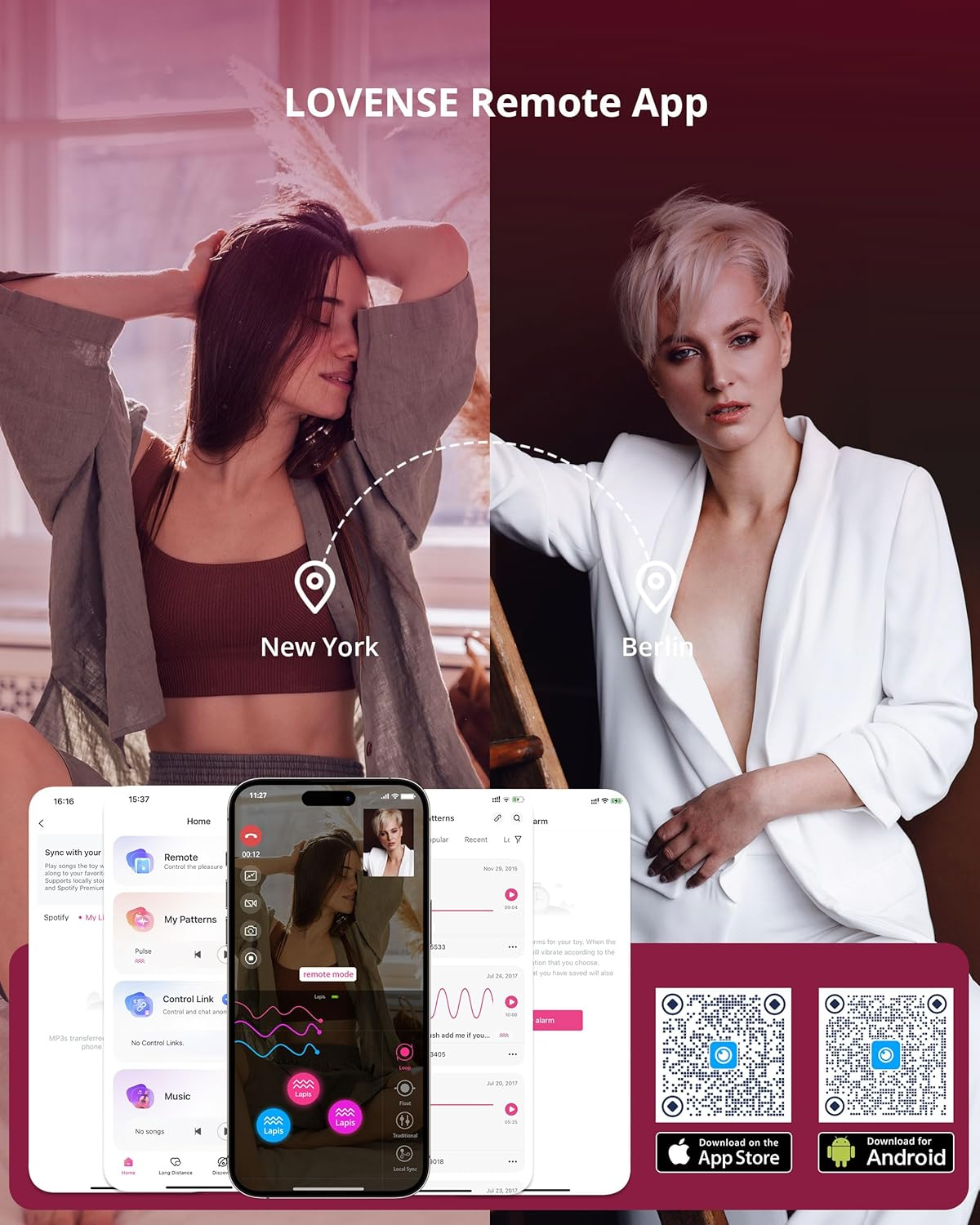 LOVENSE Lapis Strapless Strap on Dildos G-Spot Dildo Vibrator with Flexible Bulb Clitoral Stimulator Vibrating Butt Plug Remote Control Adult Sex Toy for Women Lesbian Couple image number 2