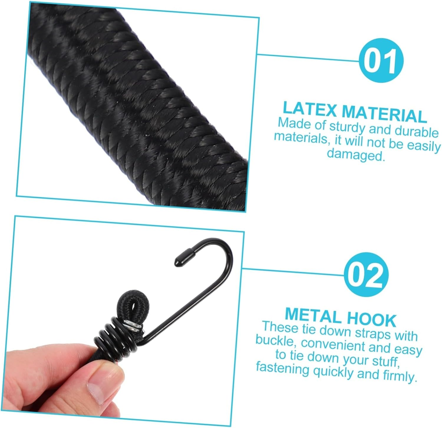 Iplusmile 5Pcs Elastic Luggage Fixing Belts with Hooks Small Cargo Straps for Travel Vehicle Binding and Secure Storage