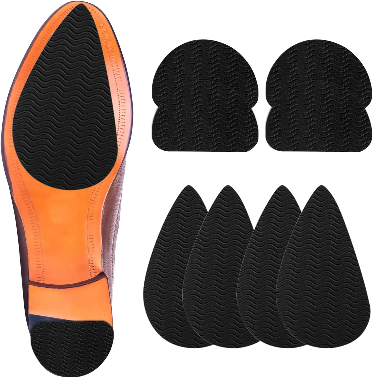 2 Pairs Non-Slip Shoes Pads Adhesive Shoe Sole Protectors, High Heel Noise Reduction for Women Men (Black)