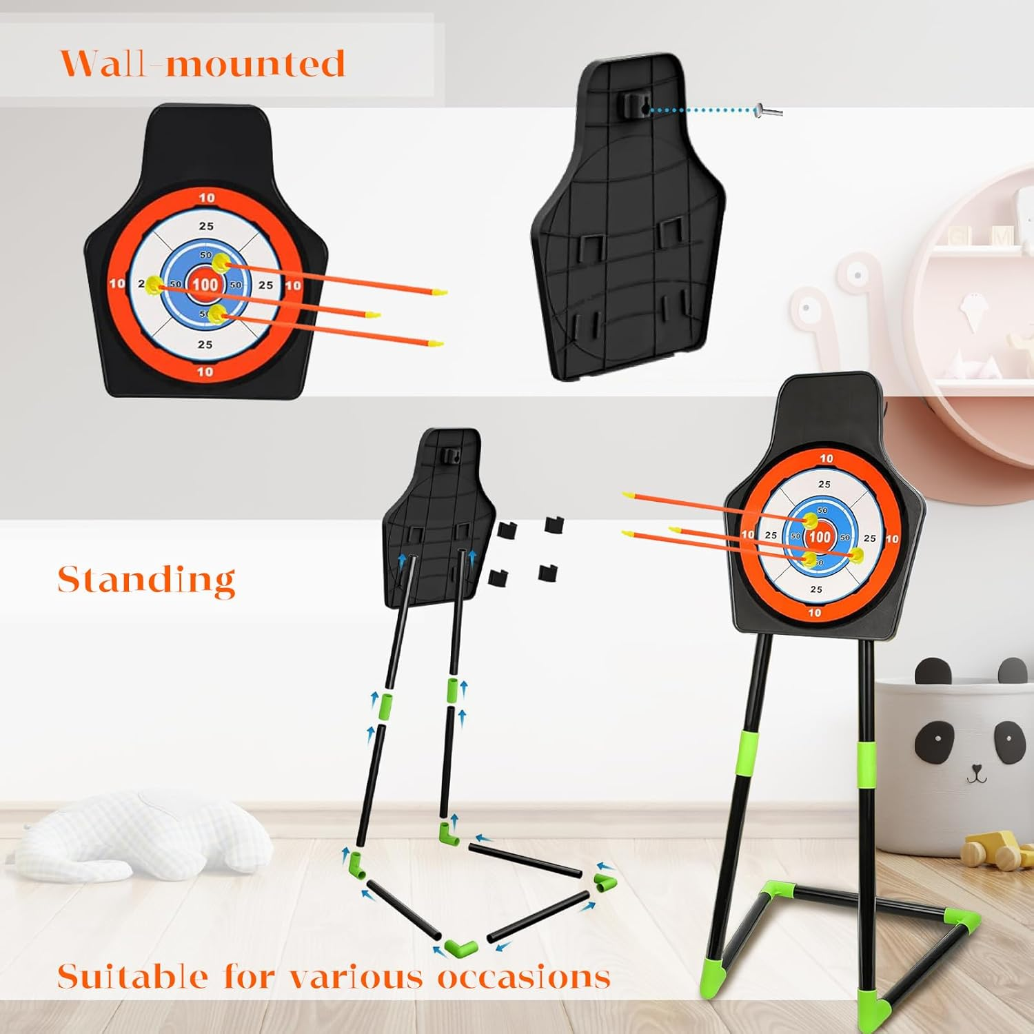 Bow and Arrow Set for Kids, 2-Pack LED Light up Archery Set with 20 Suction Cup Arrows, Outdoor Toy for Boy Girl with Standing Target&2 Quivers, Birthday Kid 5 6 7 8 9 Year Old image number 4
