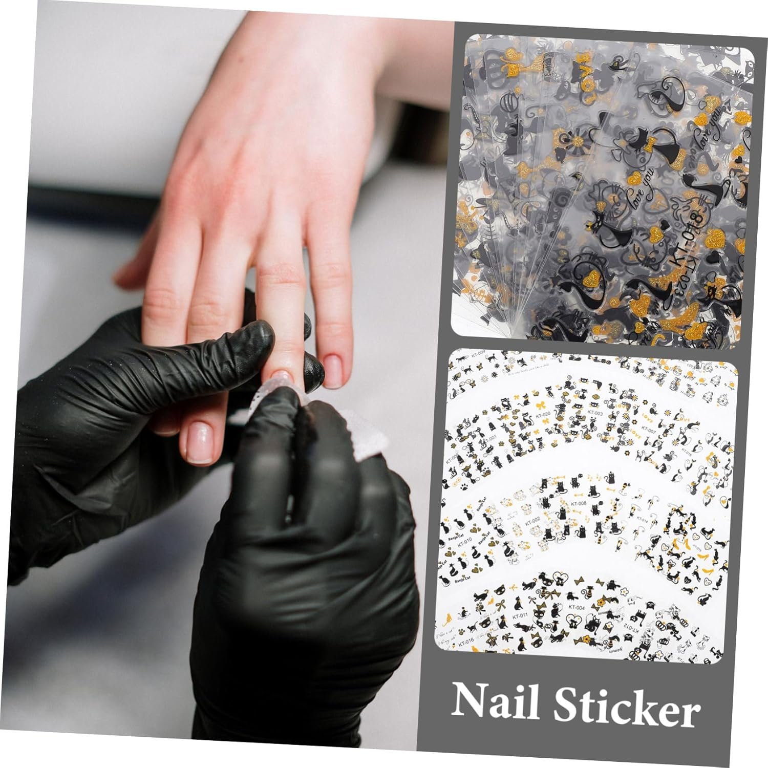 SOLUSTRE 16Pcs Simulation Nail Decals Self-Adhesive Adorable Animal Pattern Nail Art Stickers for DIY Home Party Use