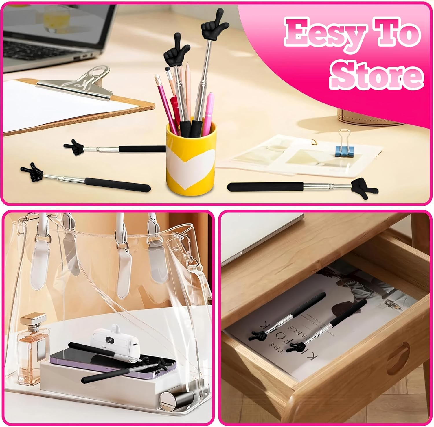 2Pcs Pointer Finger Stick &ndash; Multipurpose Teacher Supplies Pointer Stick, Classroom Pointer and Finger Pointer Stick, Engaging Colors &ndash; Classroom Essentials for Effective Presentations（Black） image number 1