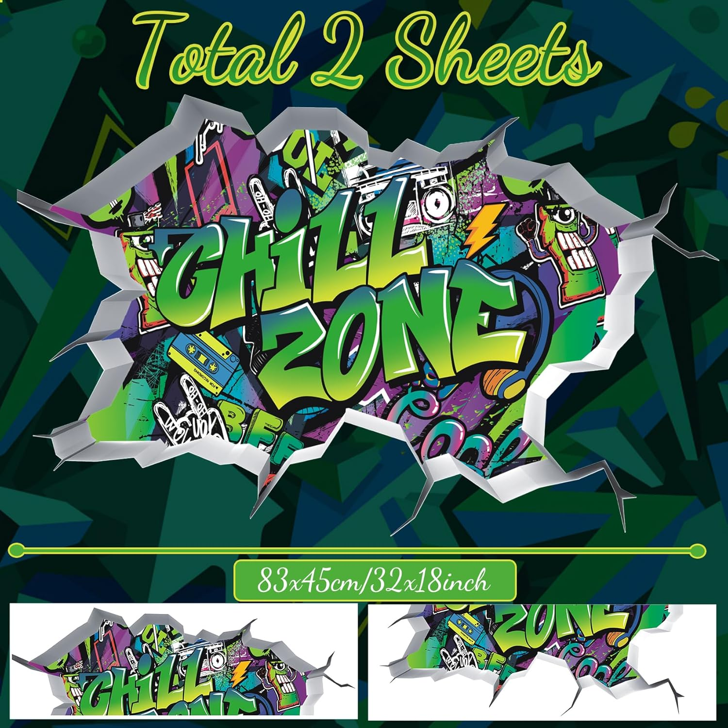 TOARTI 3D Graffiti Wall Sticker Teenager'S Room Saying Chill Zone Wall Sticker Teenager Girls & Boys Graphiti Cool Wall Sticker Teenagers Room Decoration image number 4