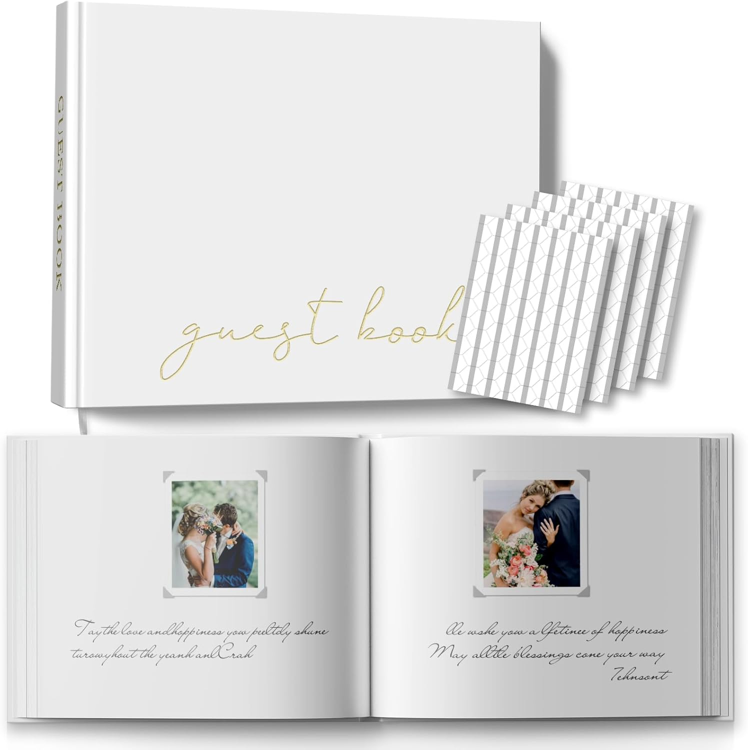 Wedding Guest Book for Memorial Service, Half Blank and Lined Guestbook Alternative with Table Sign, 108 Polaroid Photo Corners Stickers, Baby Shower, 100 Pages - Sage 8X10&rdquo; image number 5