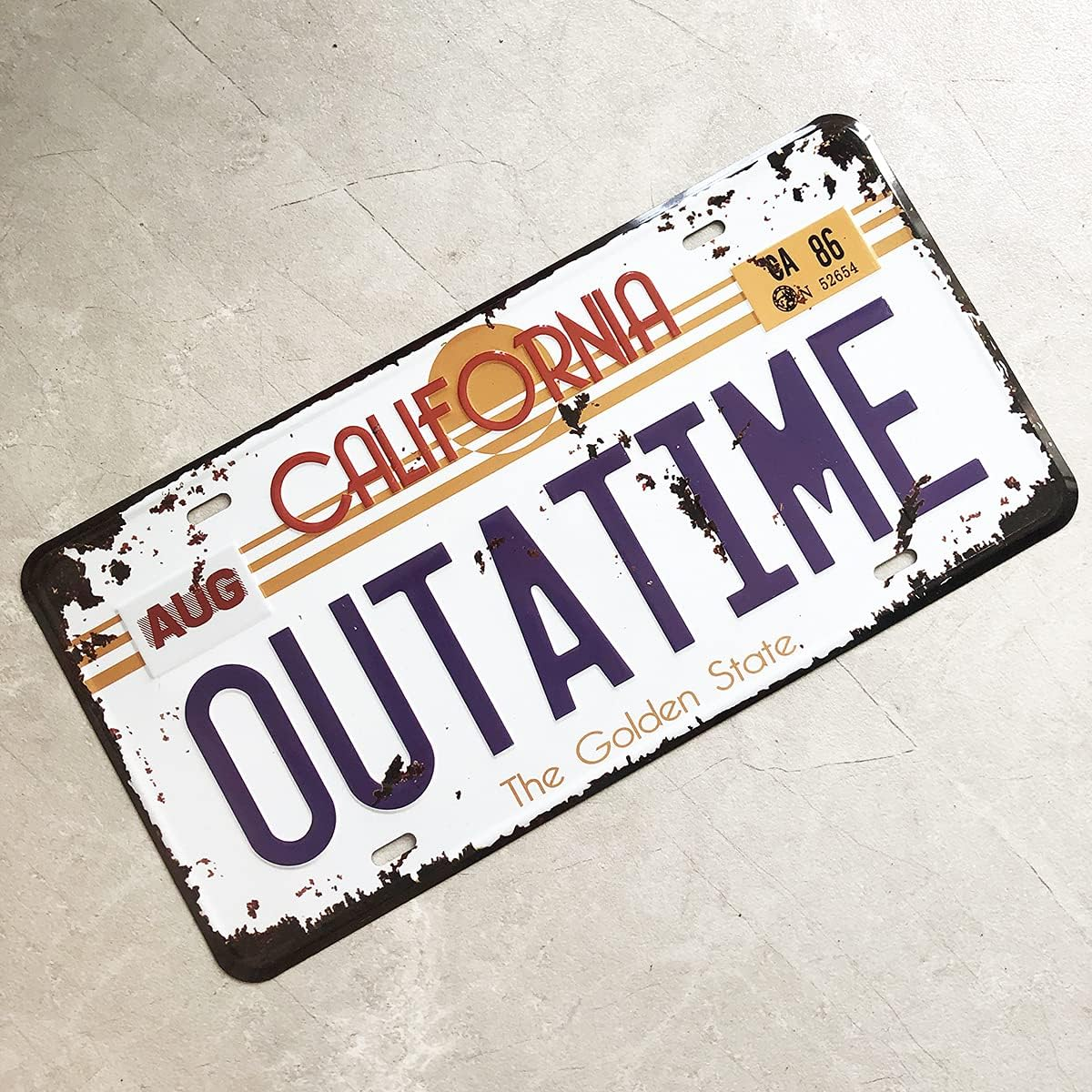 Outatime Back to the Future License Plate Memorabilia, Embossed License Plate Replica, Delorean Movie Prop Metal Stamped Vanity Number Tag, 12X6 Inch image number 3