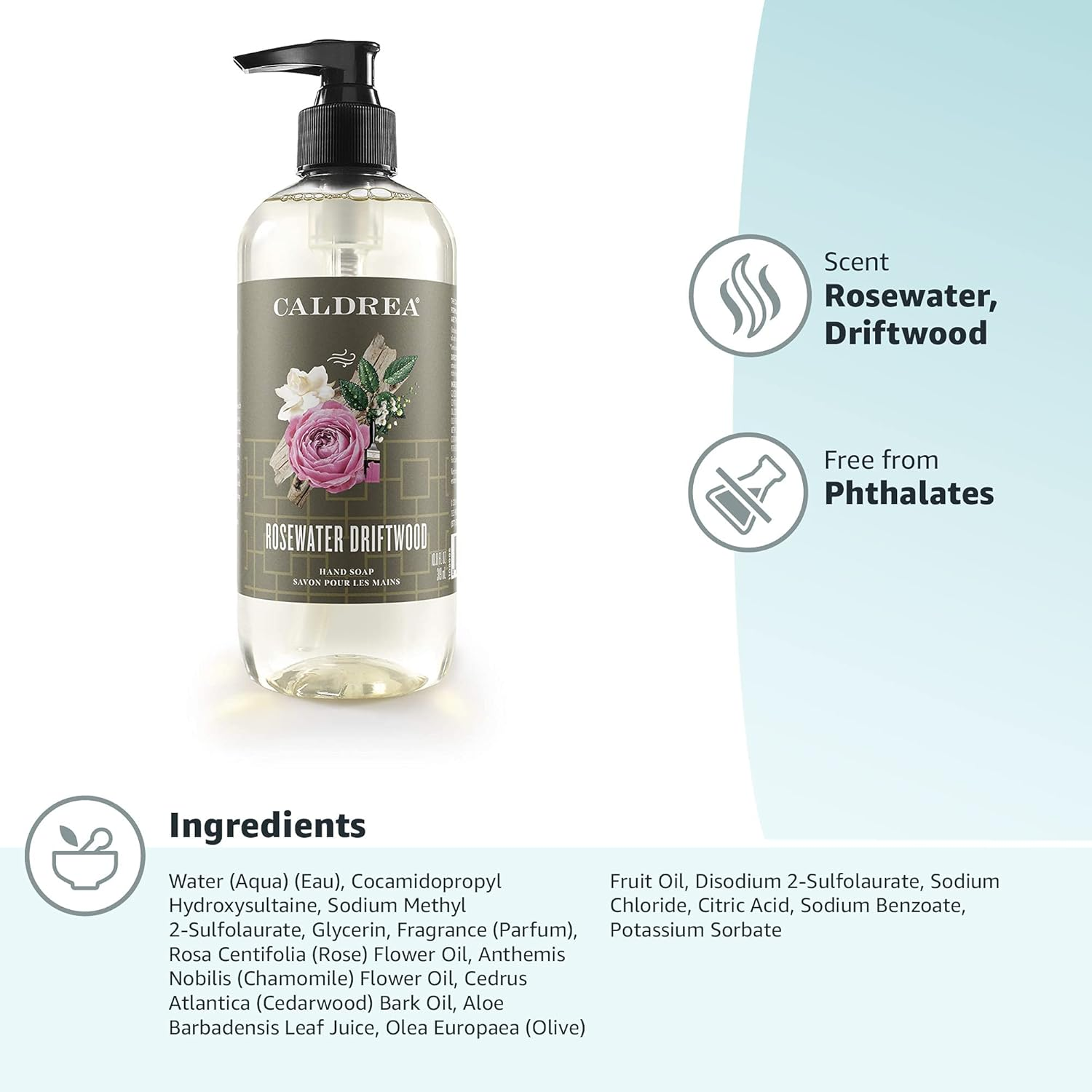 Caldrea Hand Soap Refill, Rosewater Driftwood 10.8