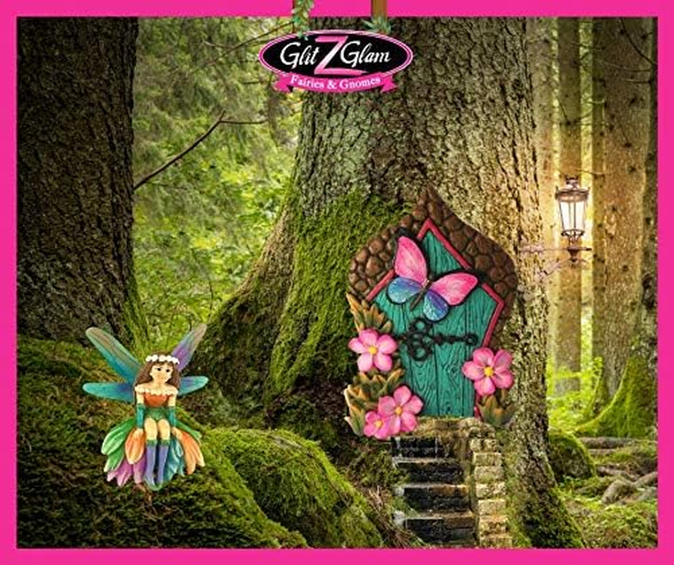 Glitzglam Miniature Butterfly Fairy Door for the Enchanted Garden Fairies and Gnomes. a Fairy and Lawn Gnome Garden Accessory image number 1